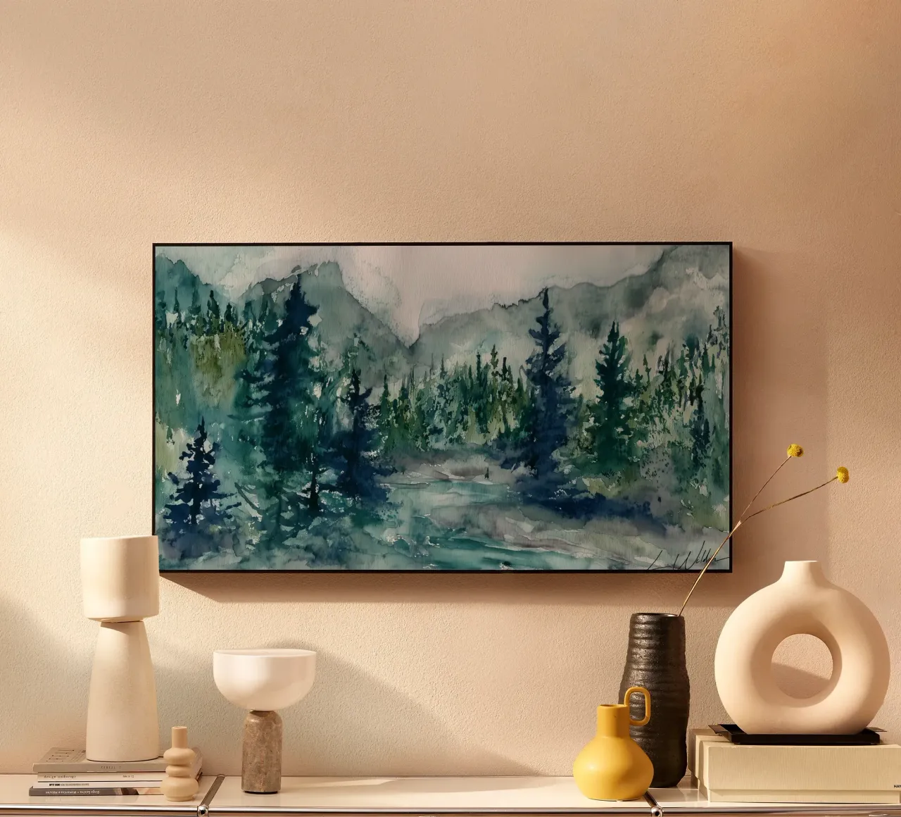 Dove i pini incontrano il fiume alluminio dibond da Luke Wilder Studio