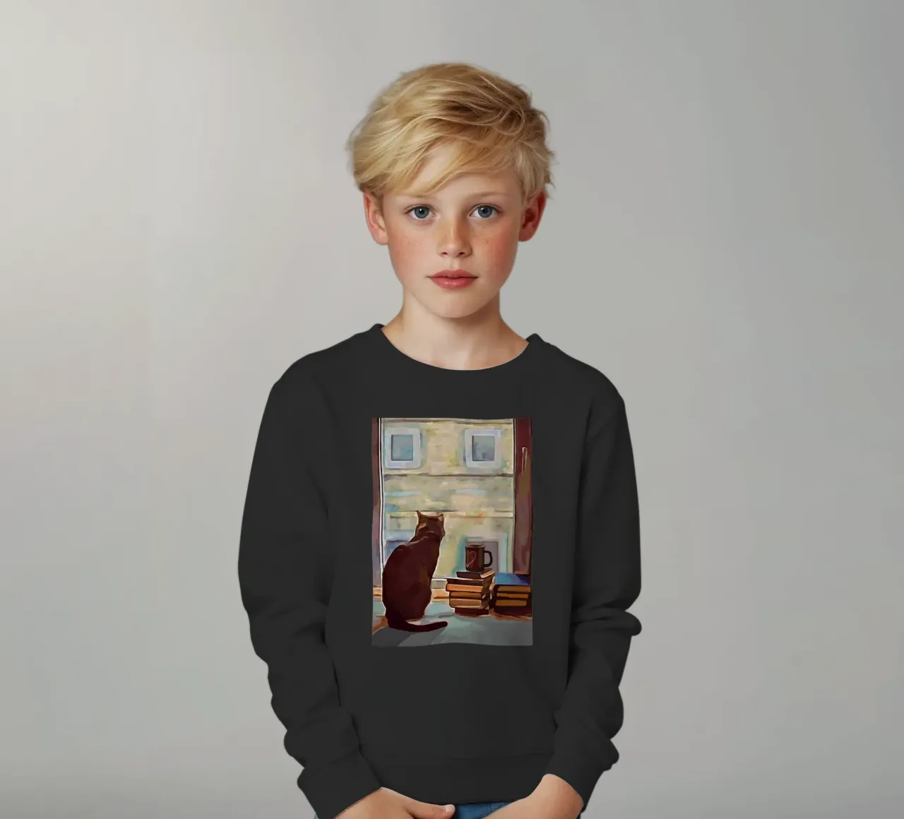 Cat In The Window felpa bambino da Nadjaa