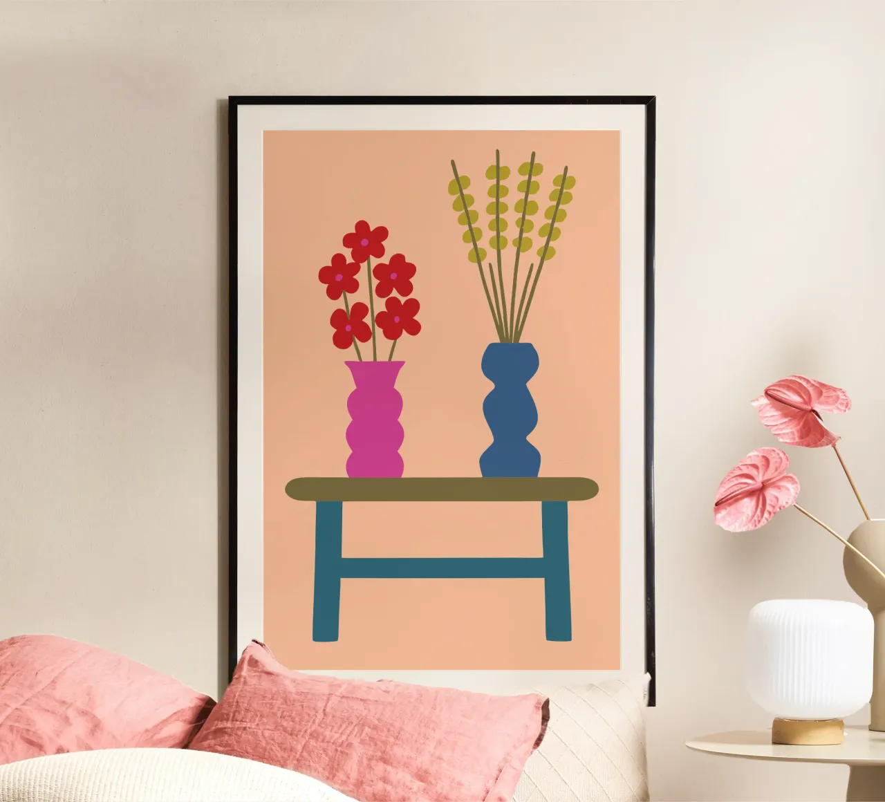 Vaso per fiori estetico poster con telaio in legno da TRENDY POSTER SHOP