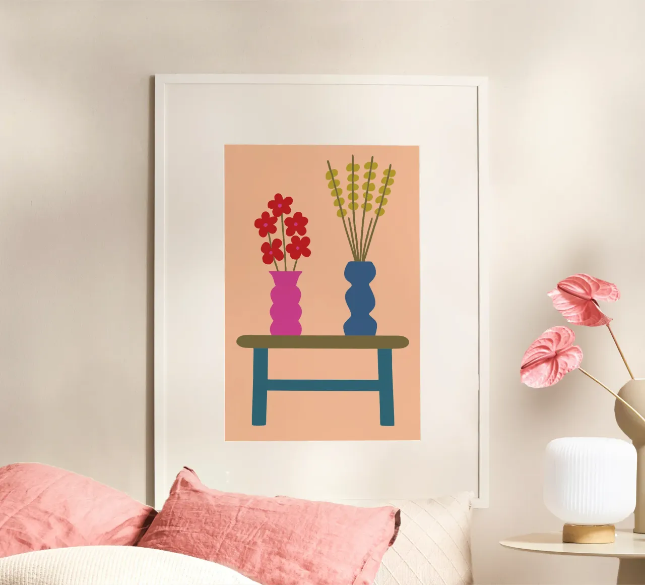 Vaso per fiori estetico poster con telaio in legno da TRENDY POSTER SHOP