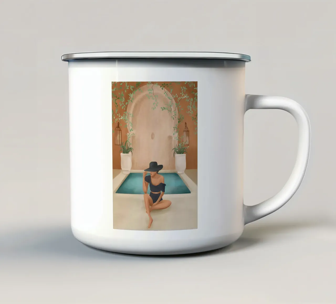 Weekend at my Pool II tazza in smalto da Nadjaa