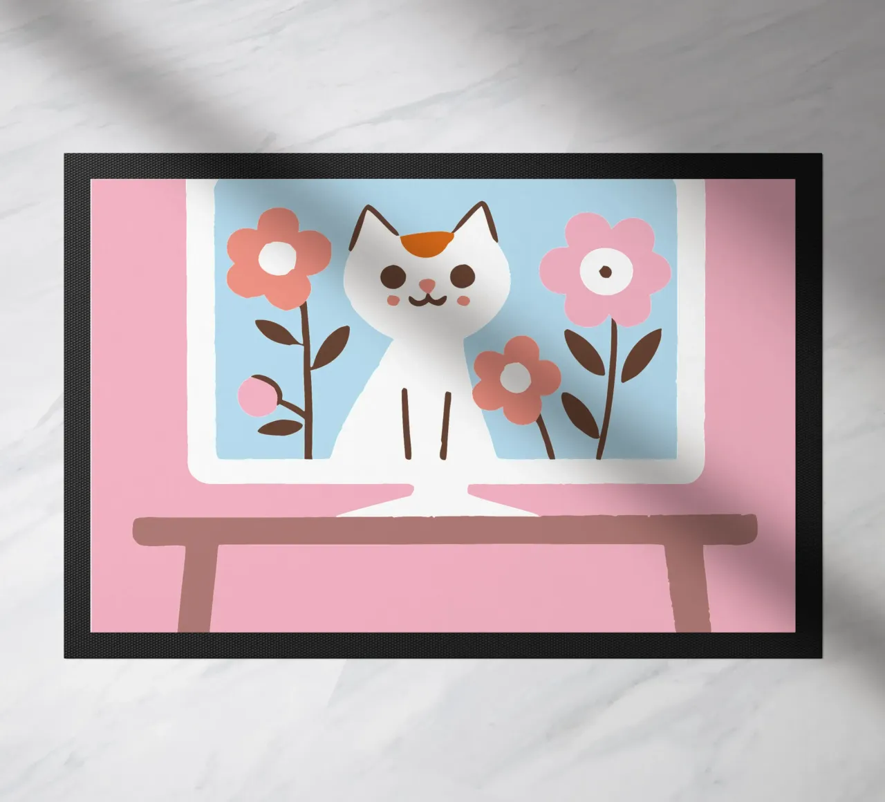 Gatto sullo schermo della televisione zerbino da TRENDY POSTER SHOP