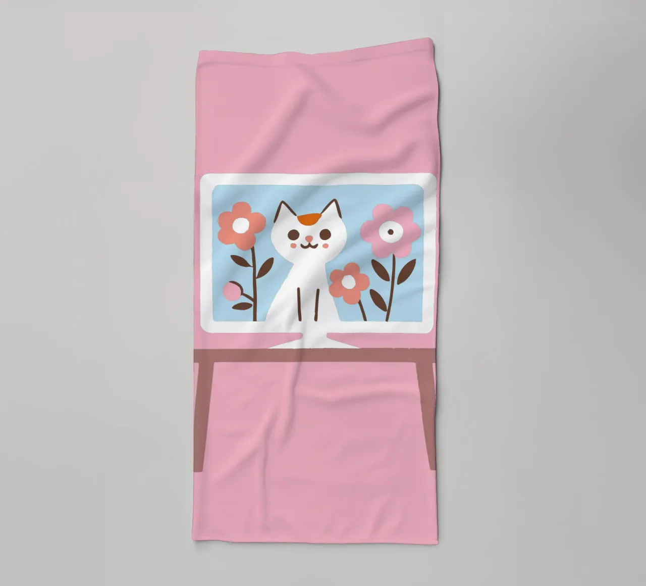 Gatto sullo schermo della televisione asciugamano da bagno da TRENDY POSTER SHOP
