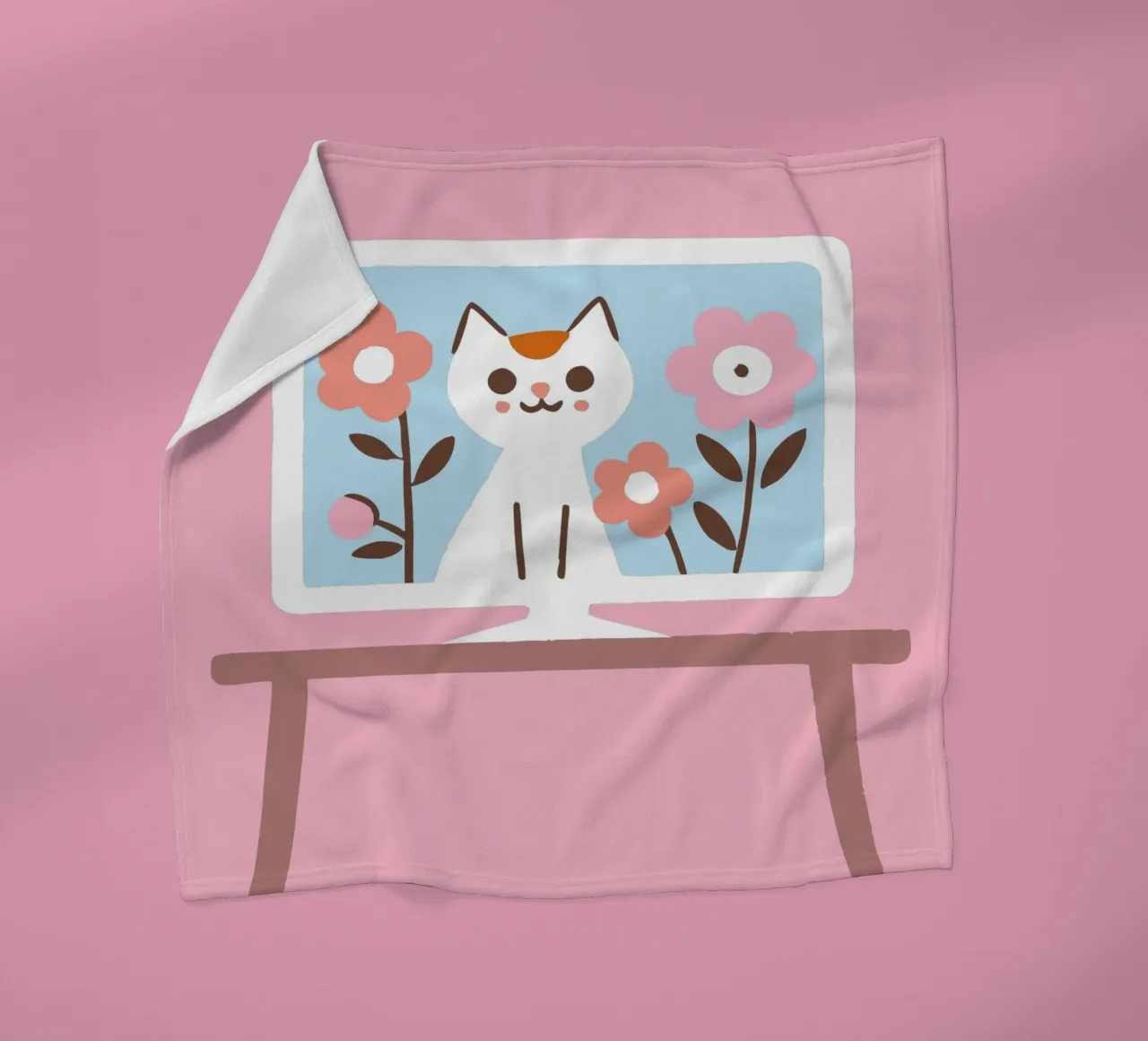Gatto sullo schermo della televisione coperta in pile da TRENDY POSTER SHOP