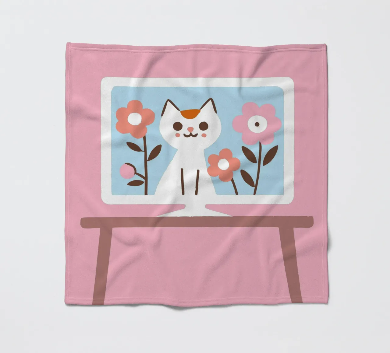 Gatto sullo schermo della televisione coperta in pile da TRENDY POSTER SHOP