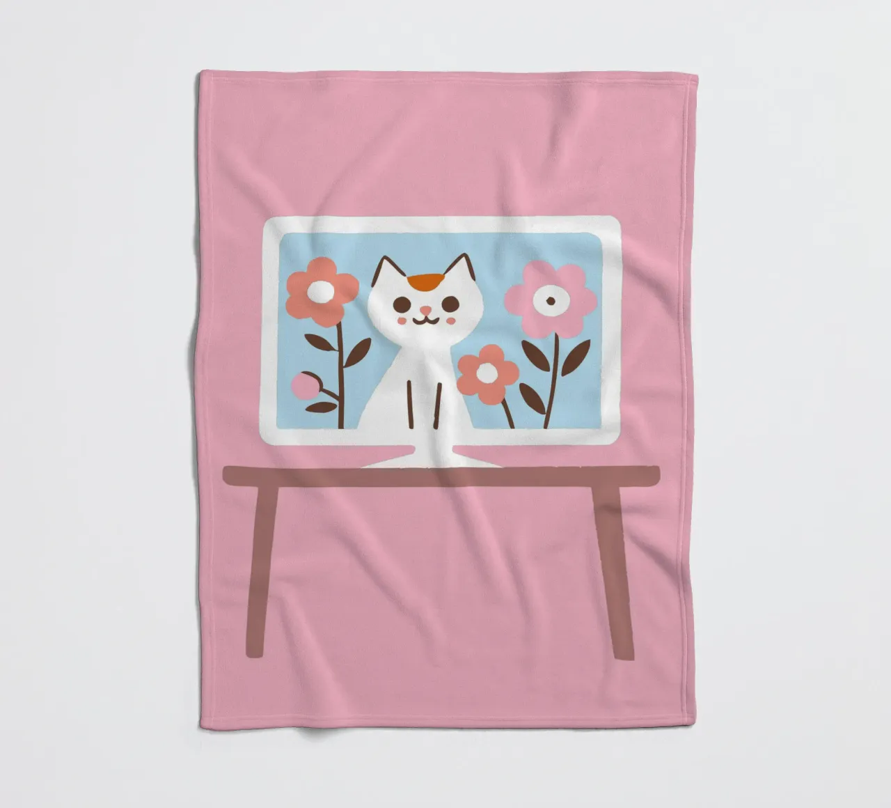 Gatto sullo schermo della televisione coperta in pile da TRENDY POSTER SHOP