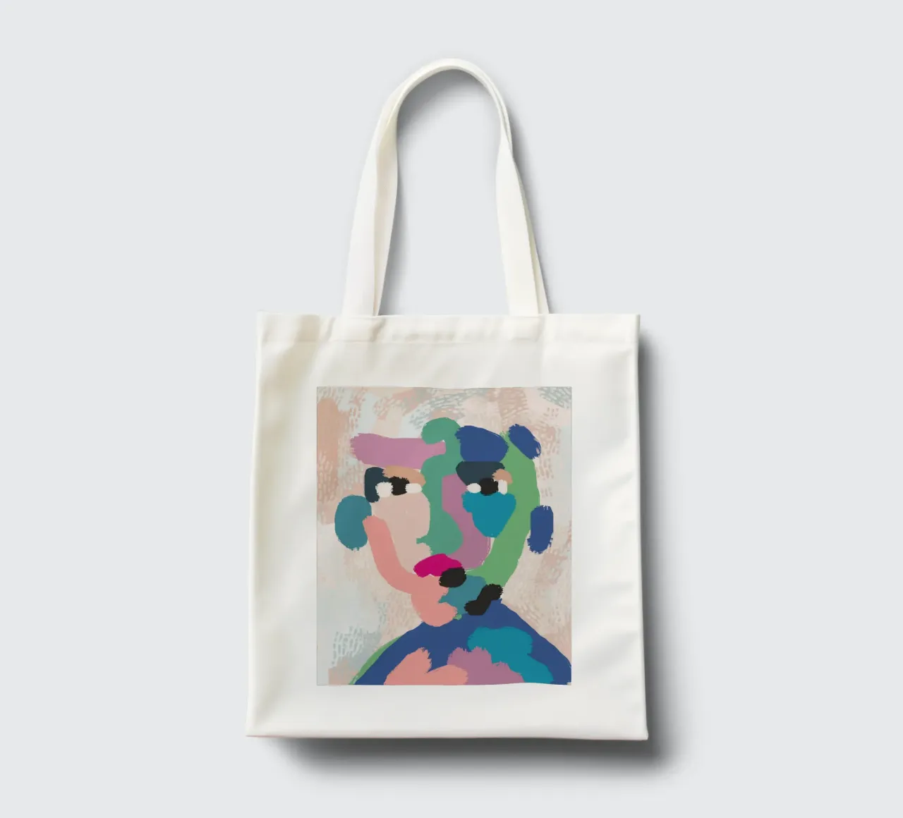 Ritratto a macchie di colore borsa in juta da Little Dean