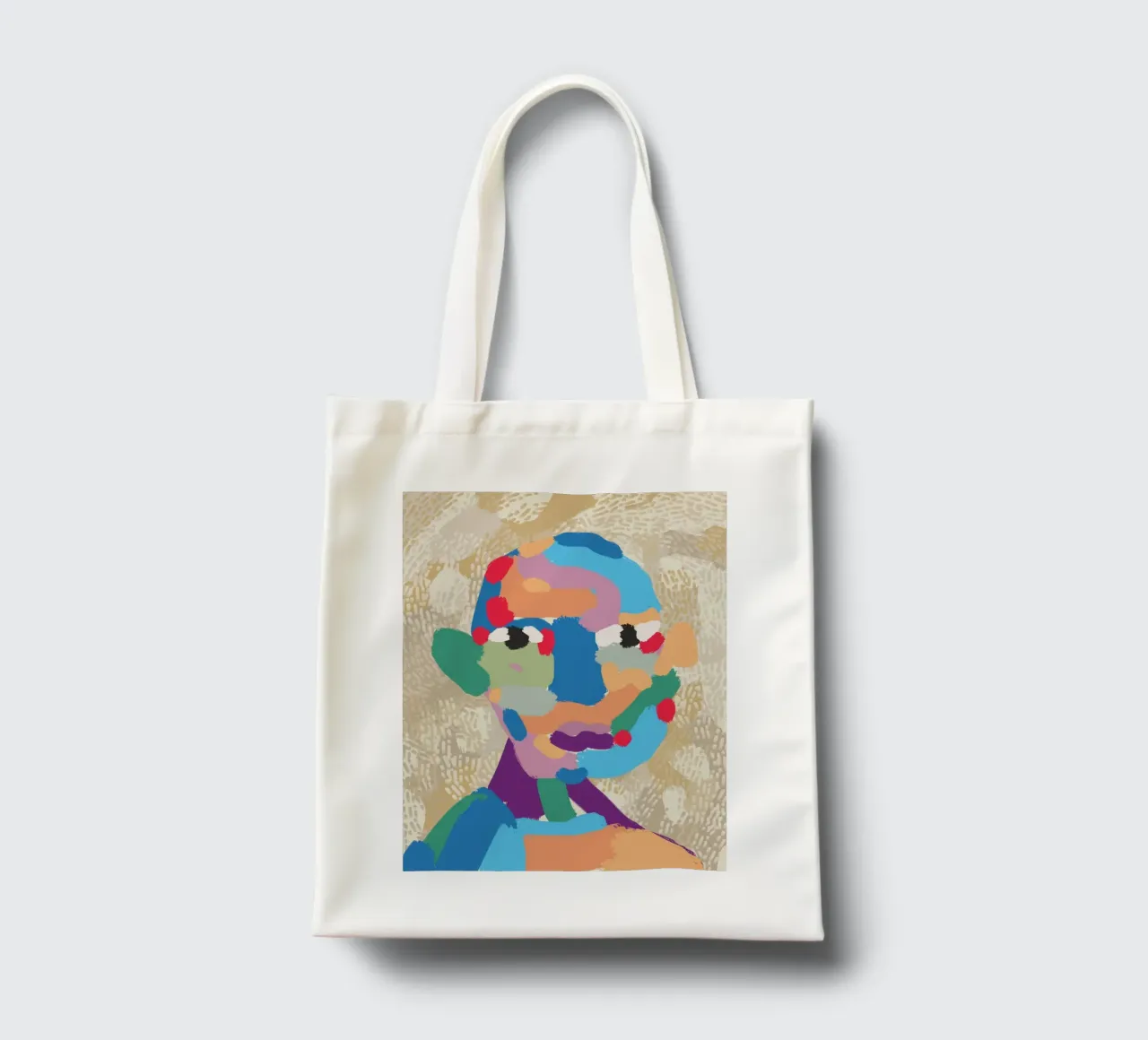Ritratto a macchie di colore 02 borsa in juta da Little Dean