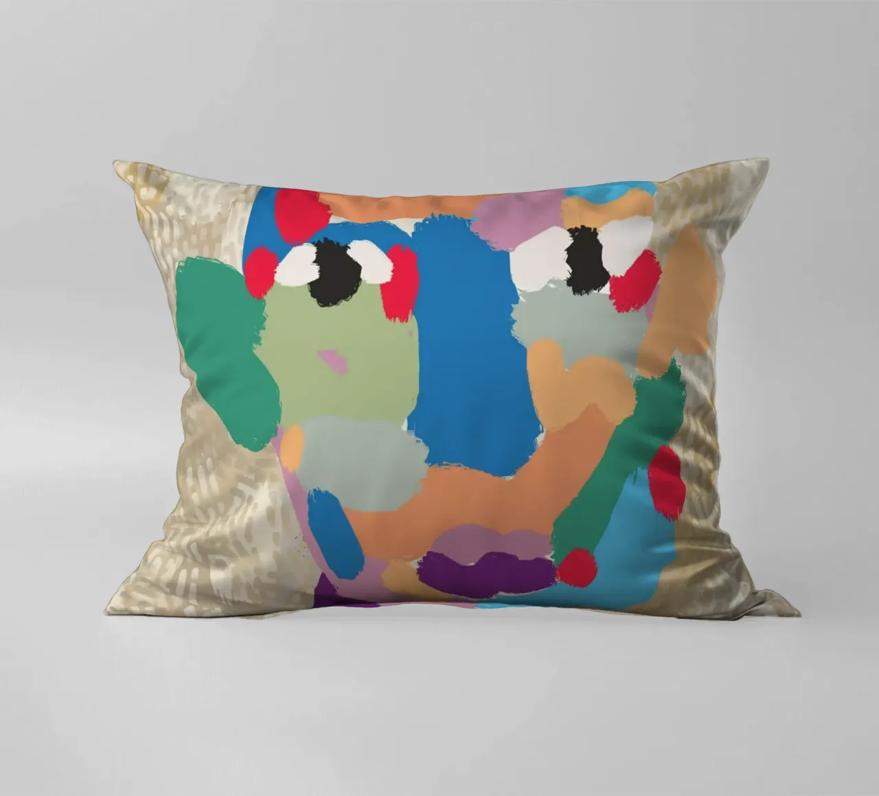 Ritratto a macchie di colore 02 cuscino da Little Dean