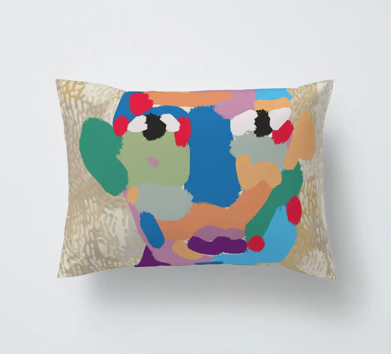 Ritratto a macchie di colore 02 cuscino da Little Dean