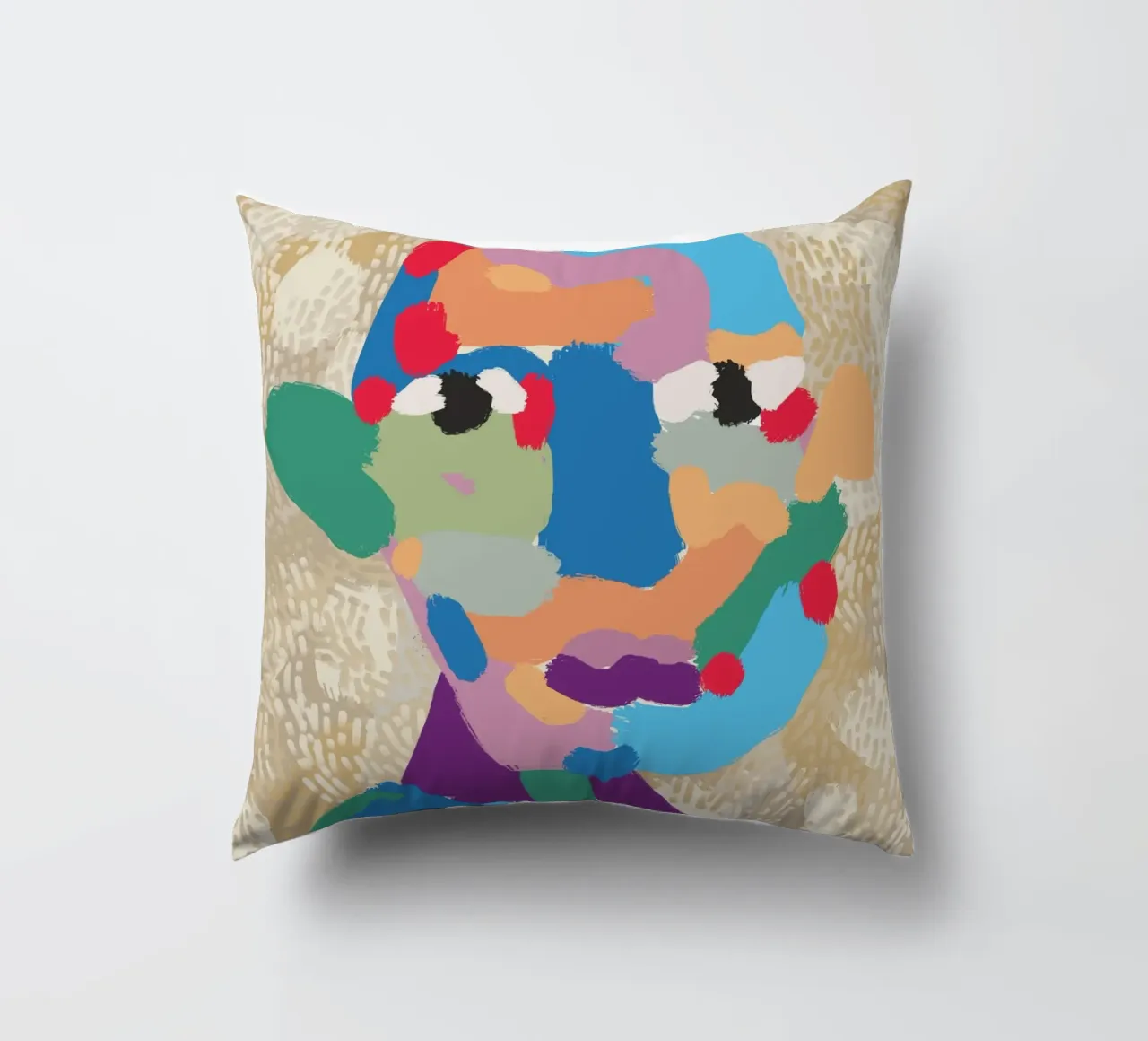 Ritratto a macchie di colore 02 cuscino da Little Dean