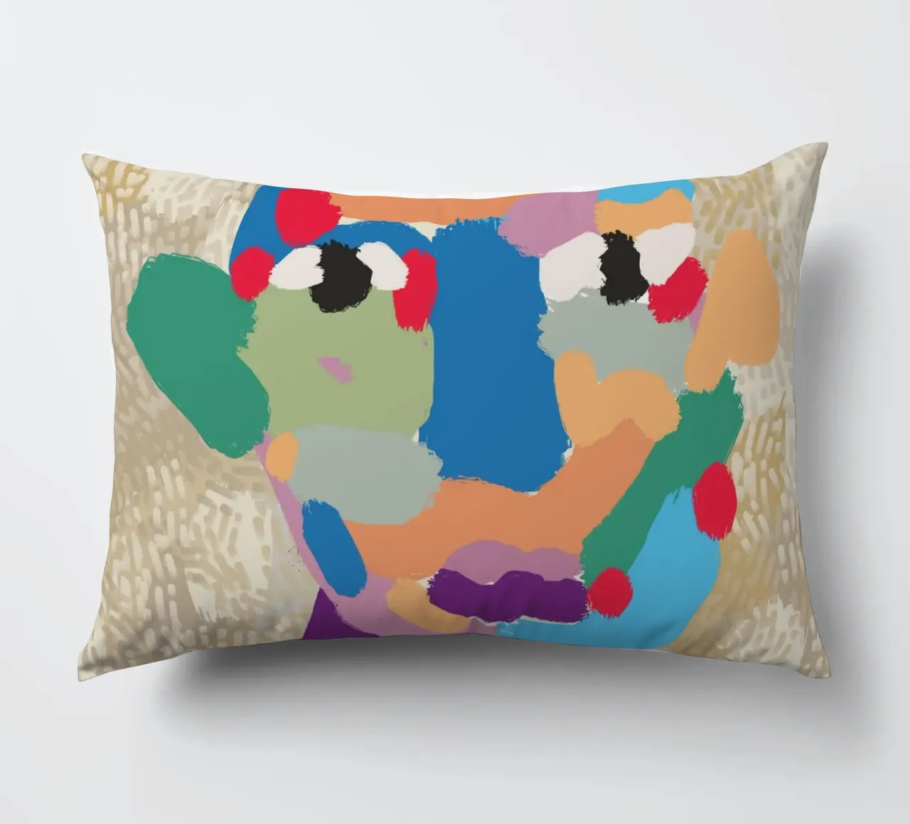 Ritratto a macchie di colore 02 cuscino da Little Dean