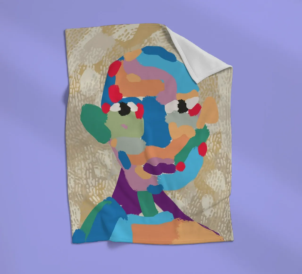 Ritratto a macchie di colore 02 coperta in pile da Little Dean