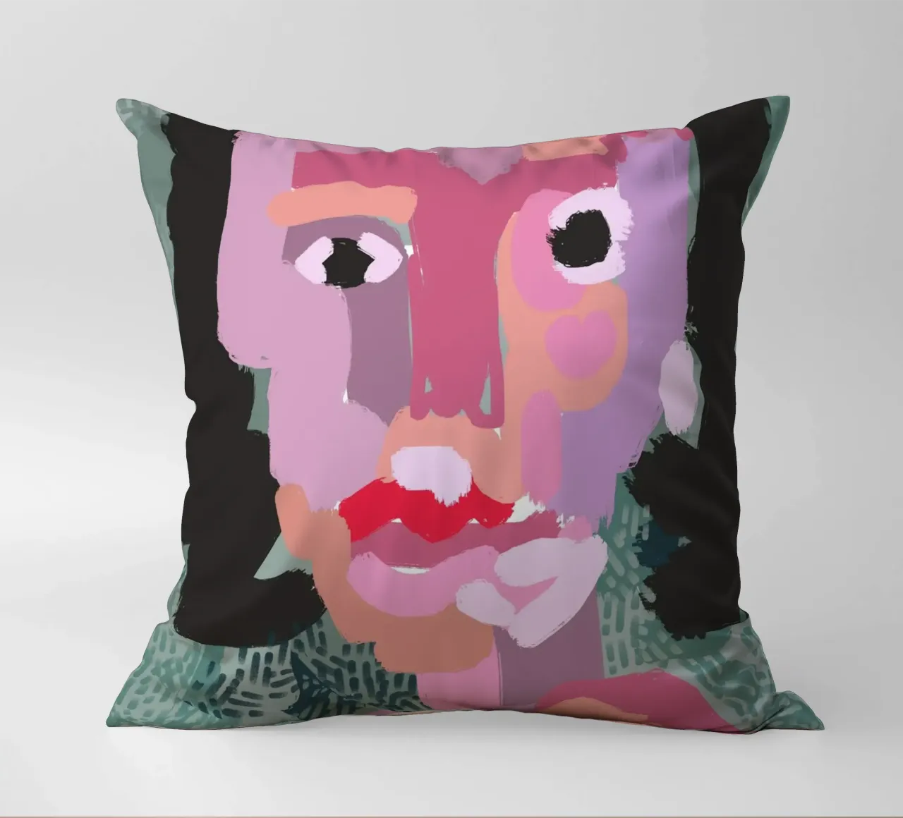 Ritratto a macchie di colore 03 cuscino da Little Dean