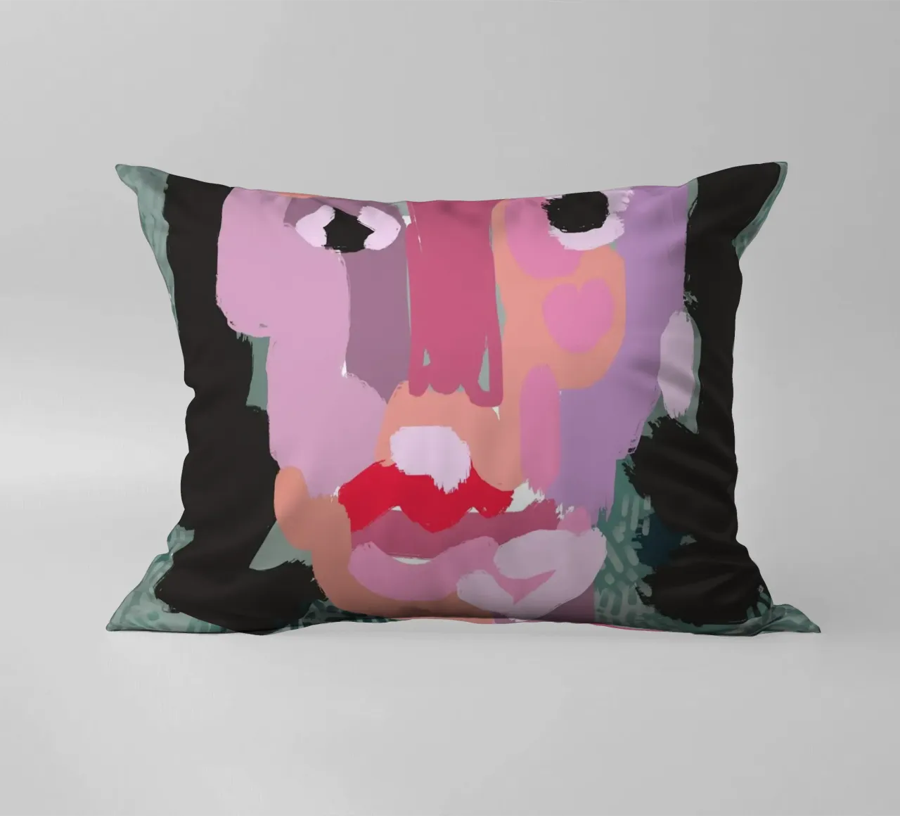 Ritratto a macchie di colore 03 cuscino da Little Dean