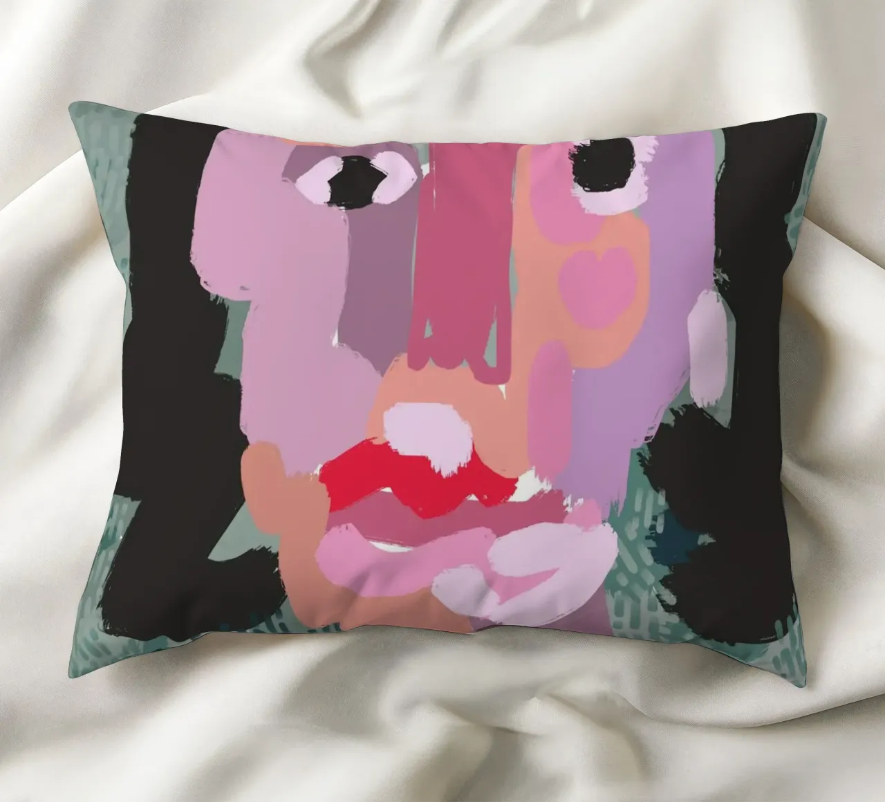 Ritratto a macchie di colore 03 cuscino da Little Dean