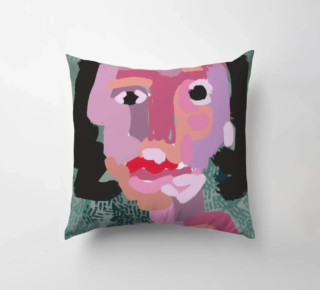 Ritratto a macchie di colore 03 cuscino da Little Dean