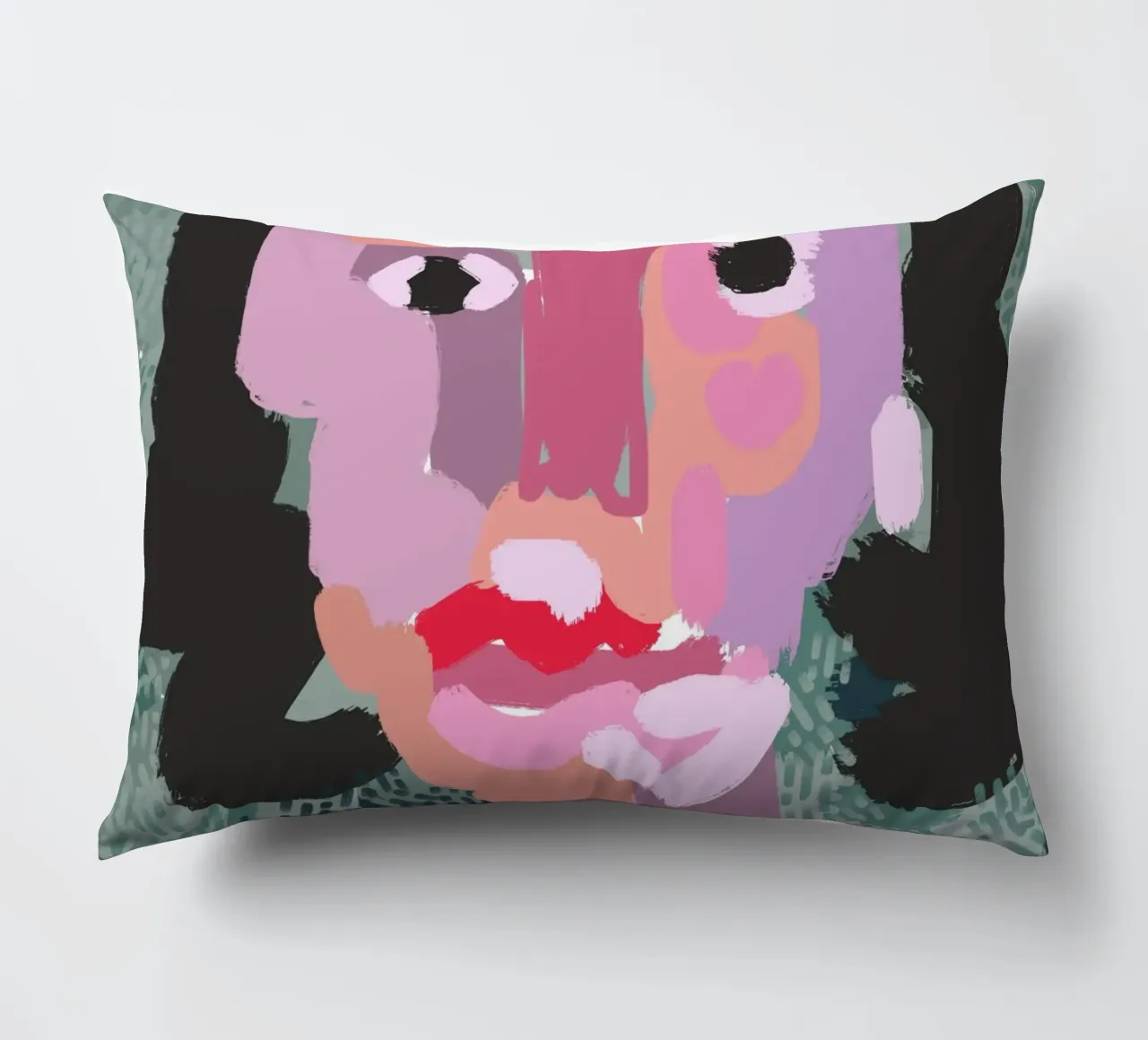 Ritratto a macchie di colore 03 cuscino da Little Dean