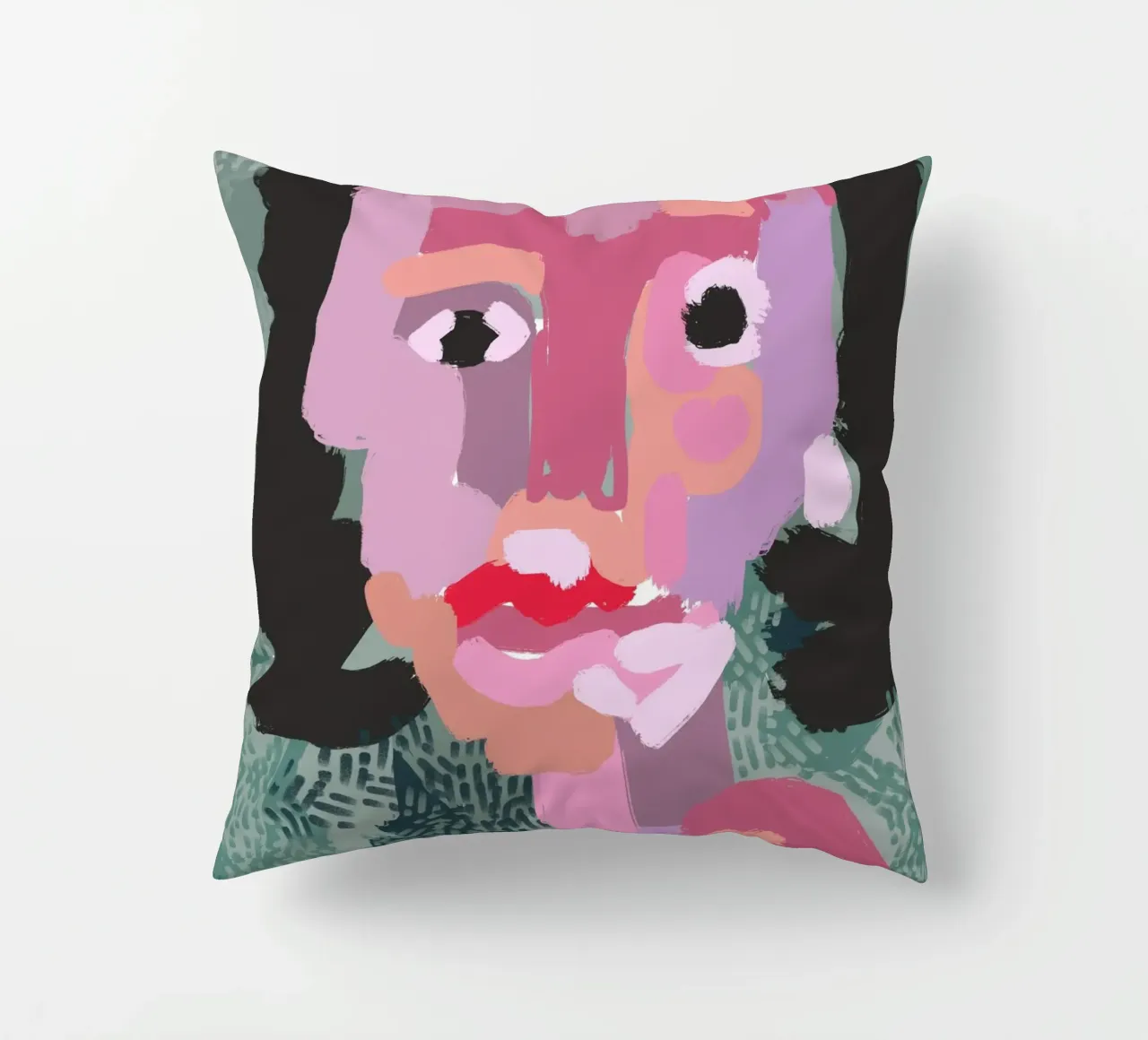 Ritratto a macchie di colore 03 cuscino da Little Dean