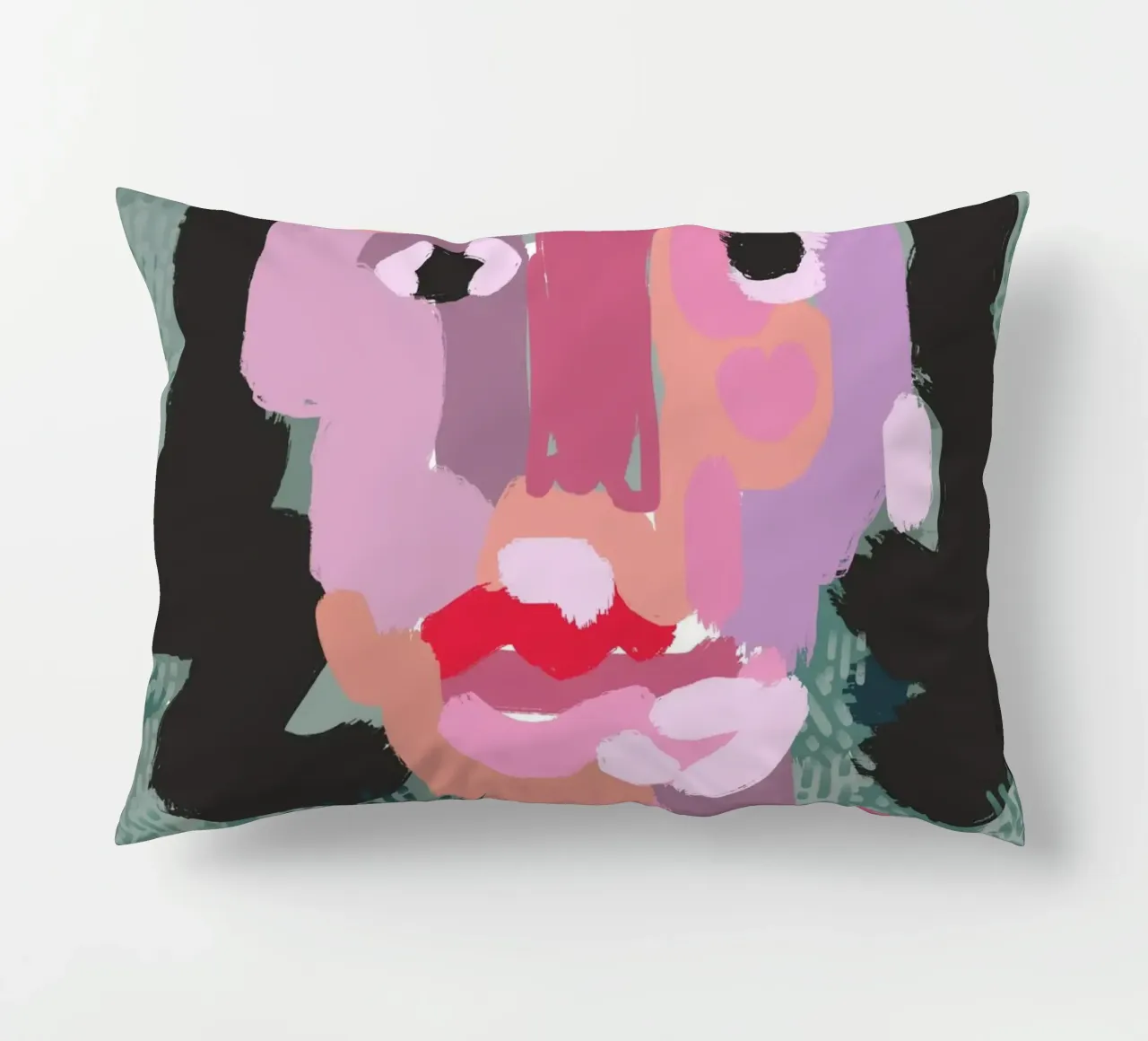 Ritratto a macchie di colore 03 cuscino da Little Dean