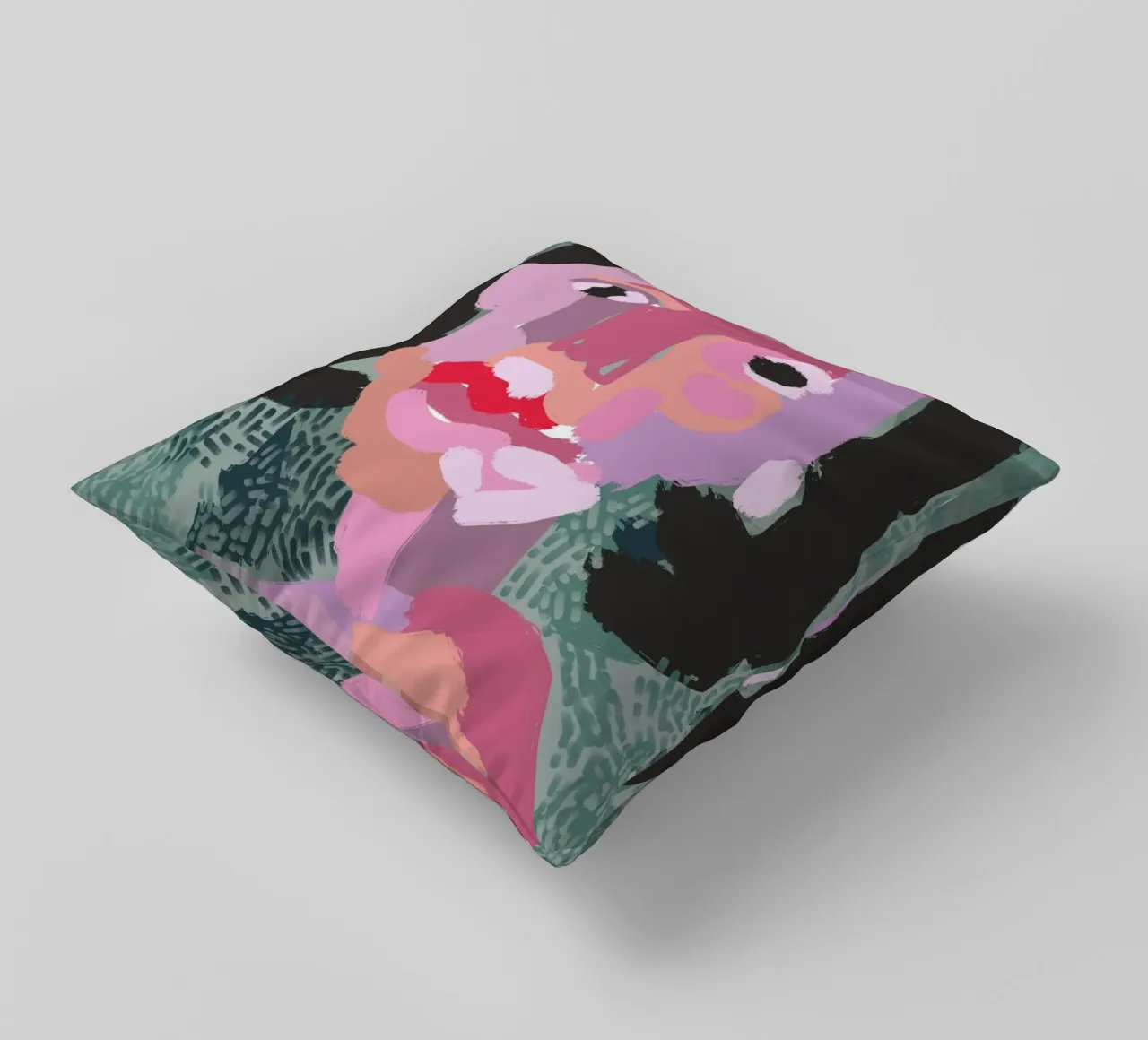 Ritratto a macchie di colore 03 cuscino da Little Dean