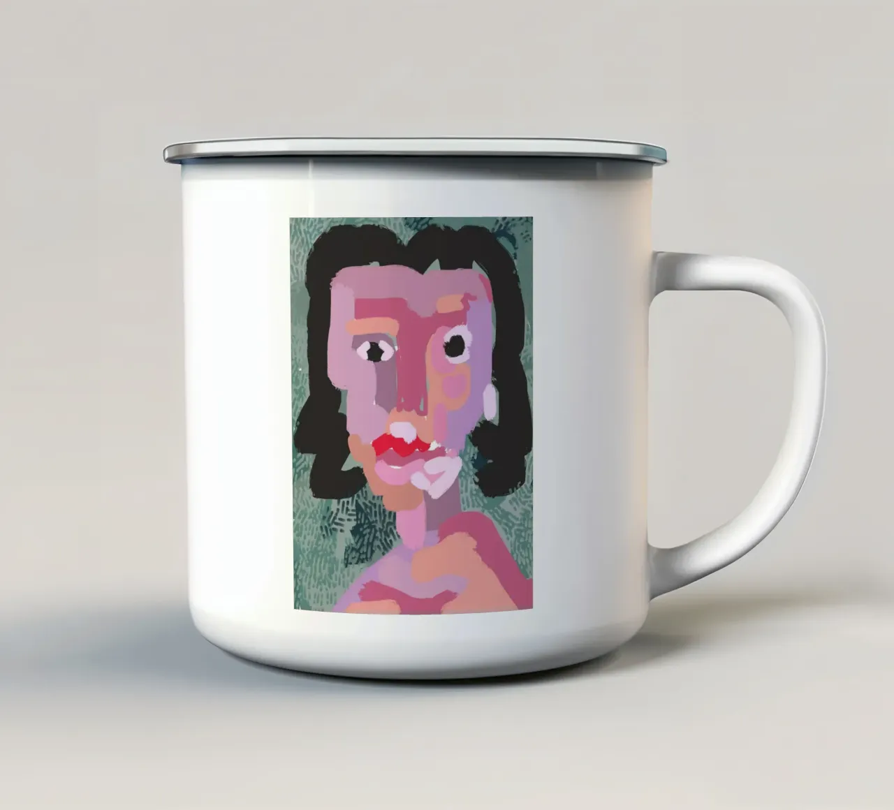 Ritratto a macchie di colore 03 tazza in smalto da Little Dean