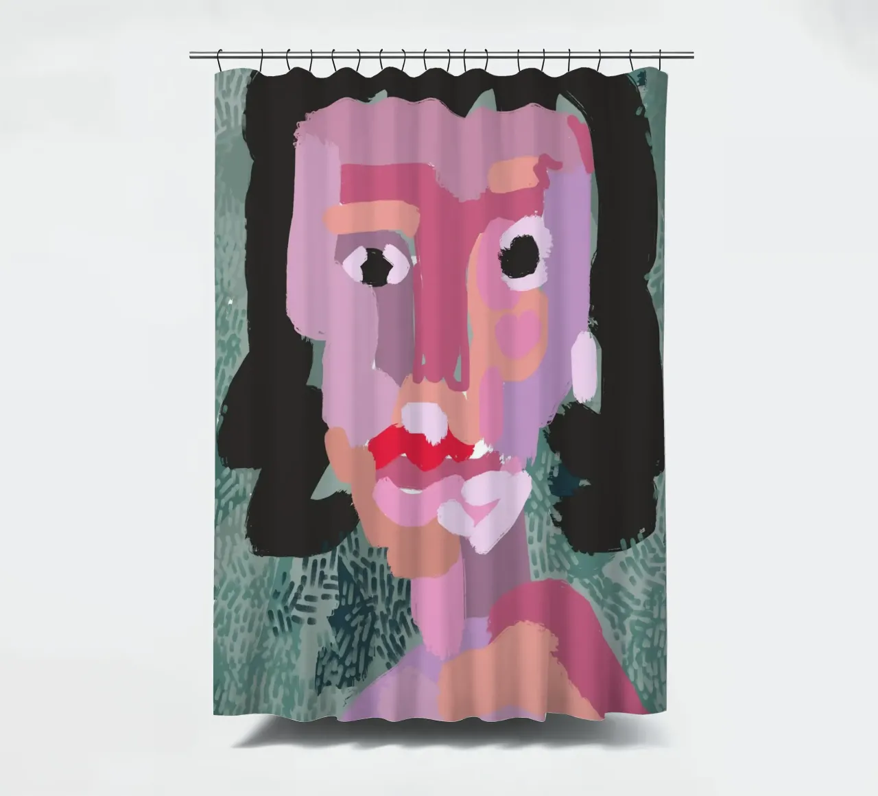 Ritratto a macchie di colore 03 tenda da doccia da Little Dean