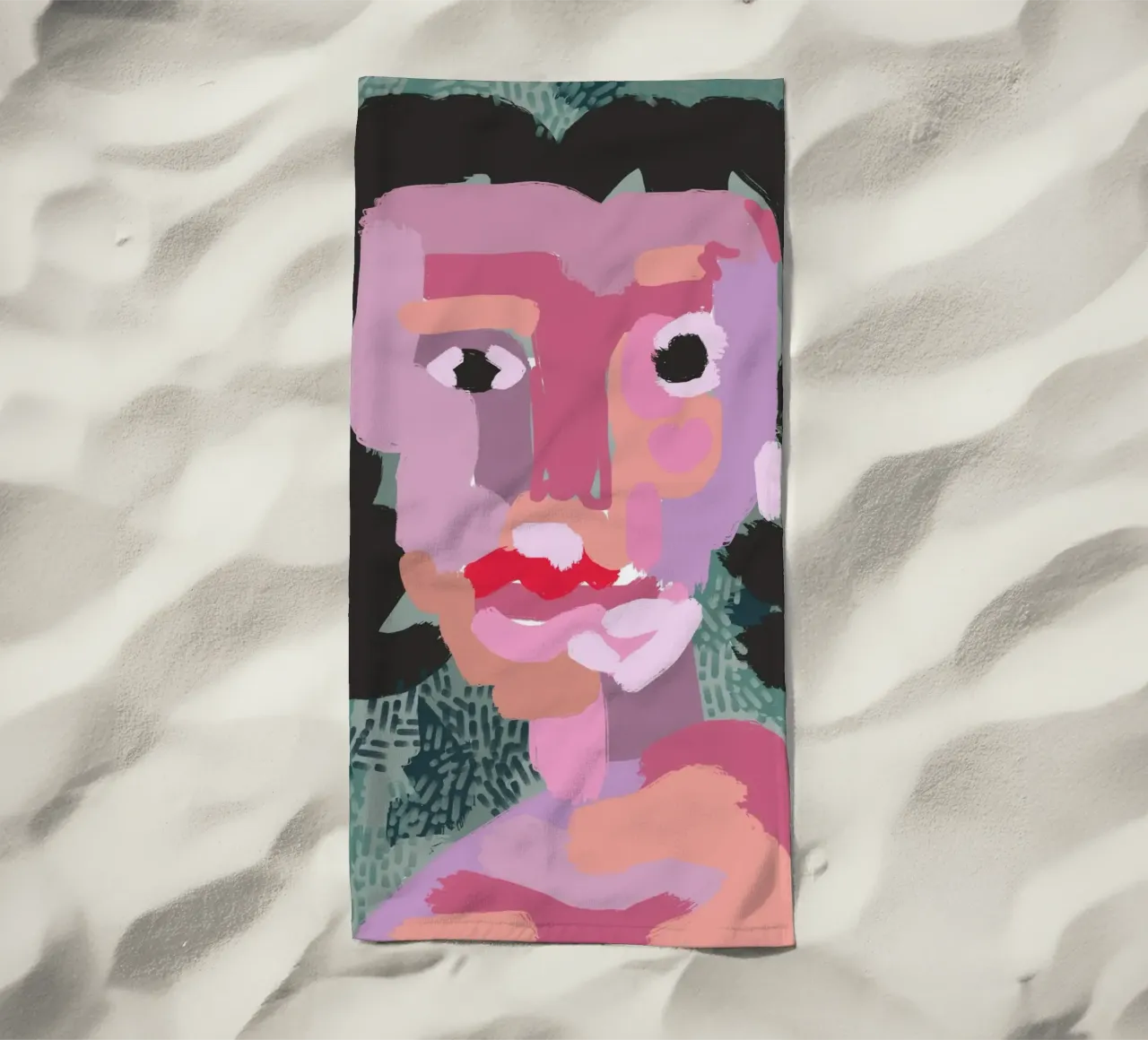 Ritratto a macchie di colore 03 telo mare da Little Dean