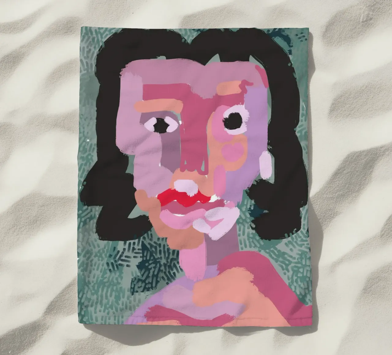 Ritratto a macchie di colore 03 telo mare da Little Dean