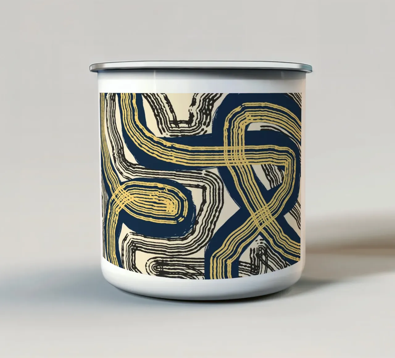 Line abstraction 07 enamel mug by Little Dean