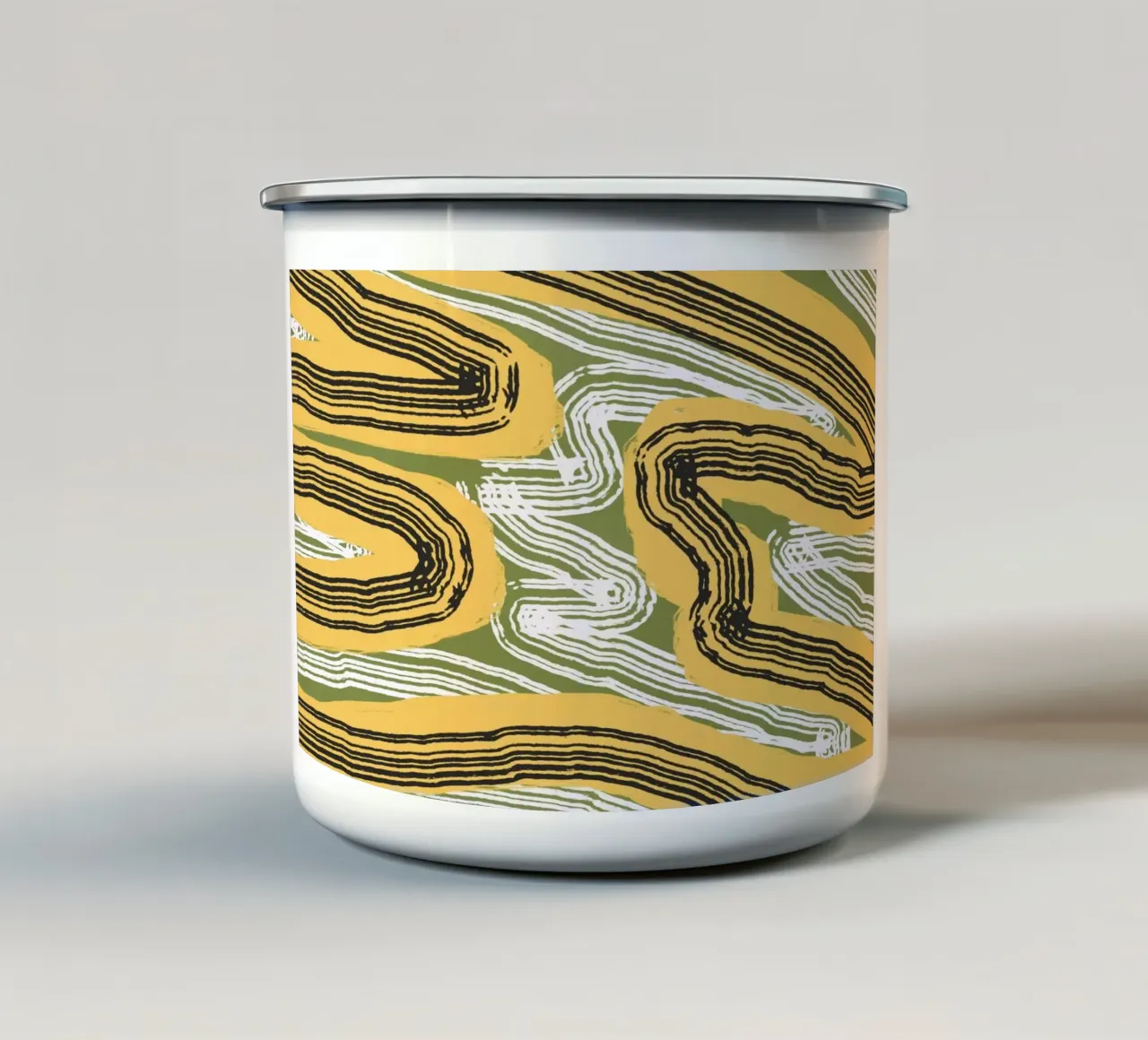 Line abstraction 08 enamel mug by Little Dean