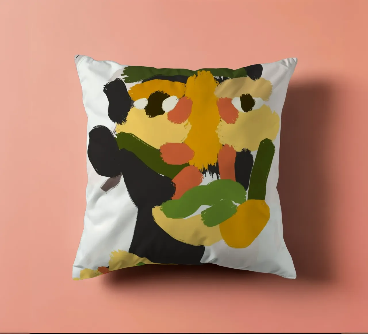 Ritratto a macchie di colore 04 cuscino da Little Dean
