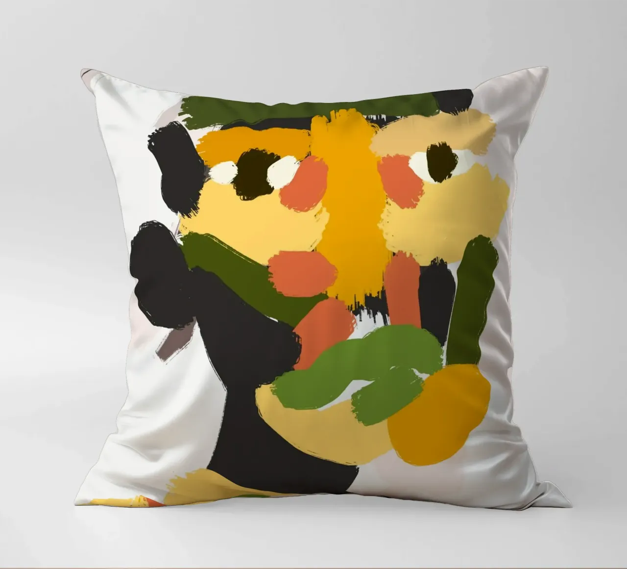 Ritratto a macchie di colore 04 cuscino da Little Dean