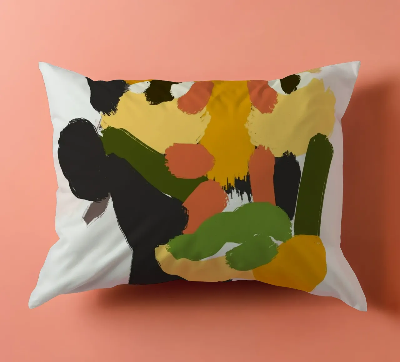 Ritratto a macchie di colore 04 cuscino da Little Dean