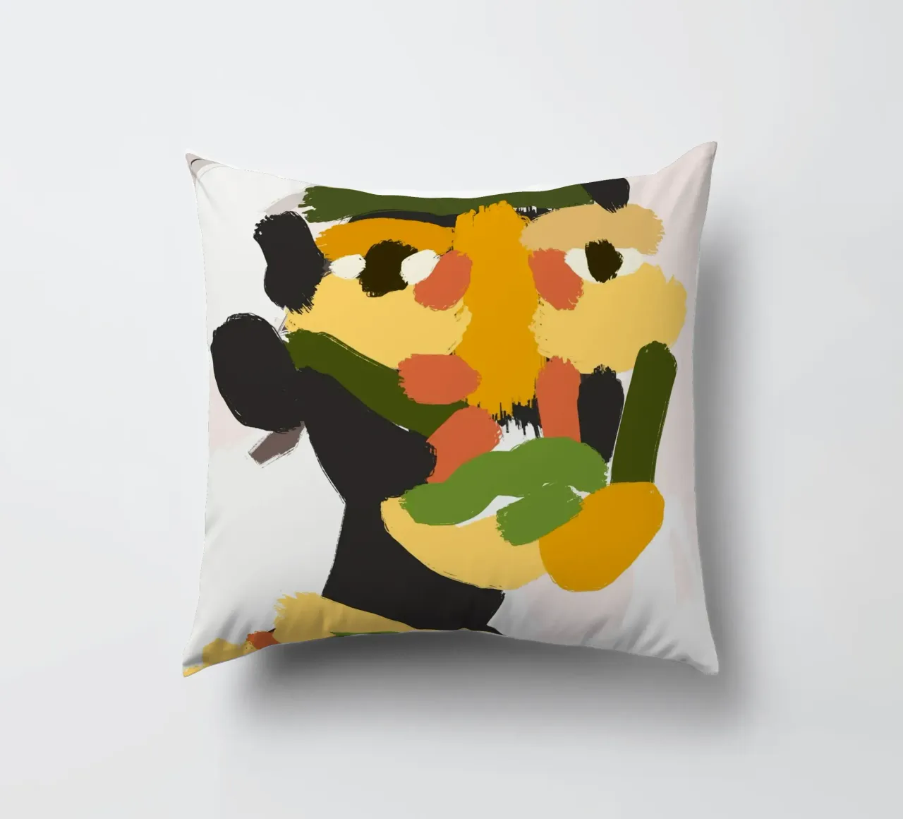 Ritratto a macchie di colore 04 cuscino da Little Dean