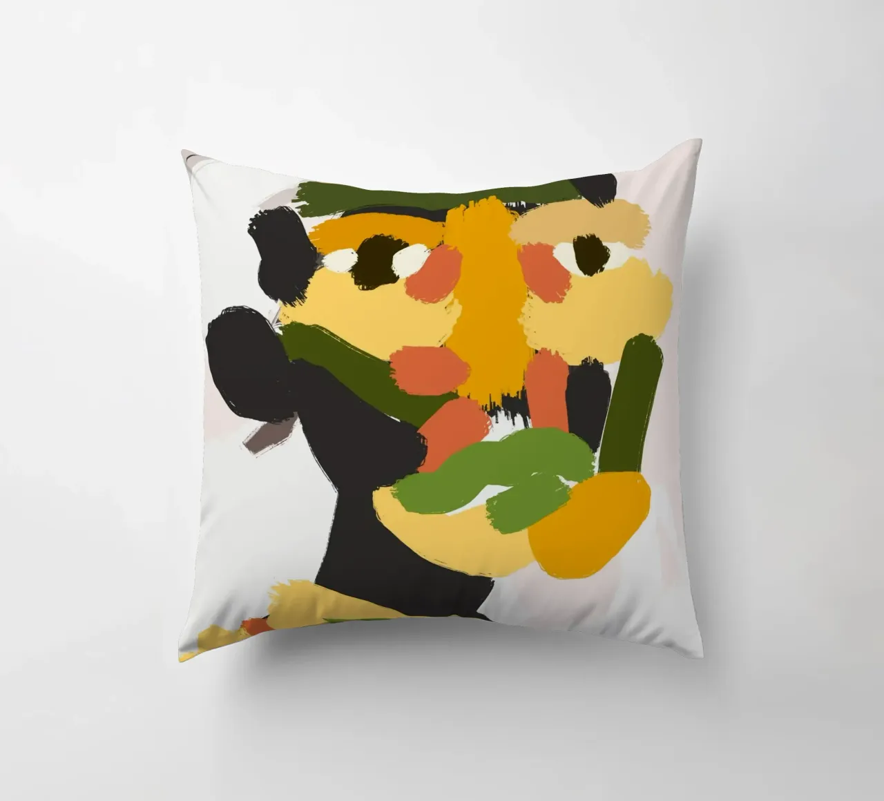 Ritratto a macchie di colore 04 cuscino da Little Dean