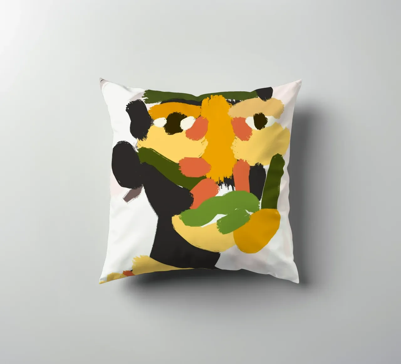 Ritratto a macchie di colore 04 cuscino da Little Dean