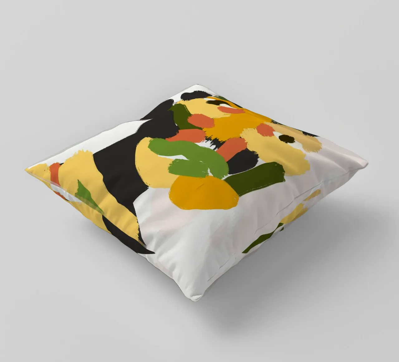 Ritratto a macchie di colore 04 cuscino da Little Dean