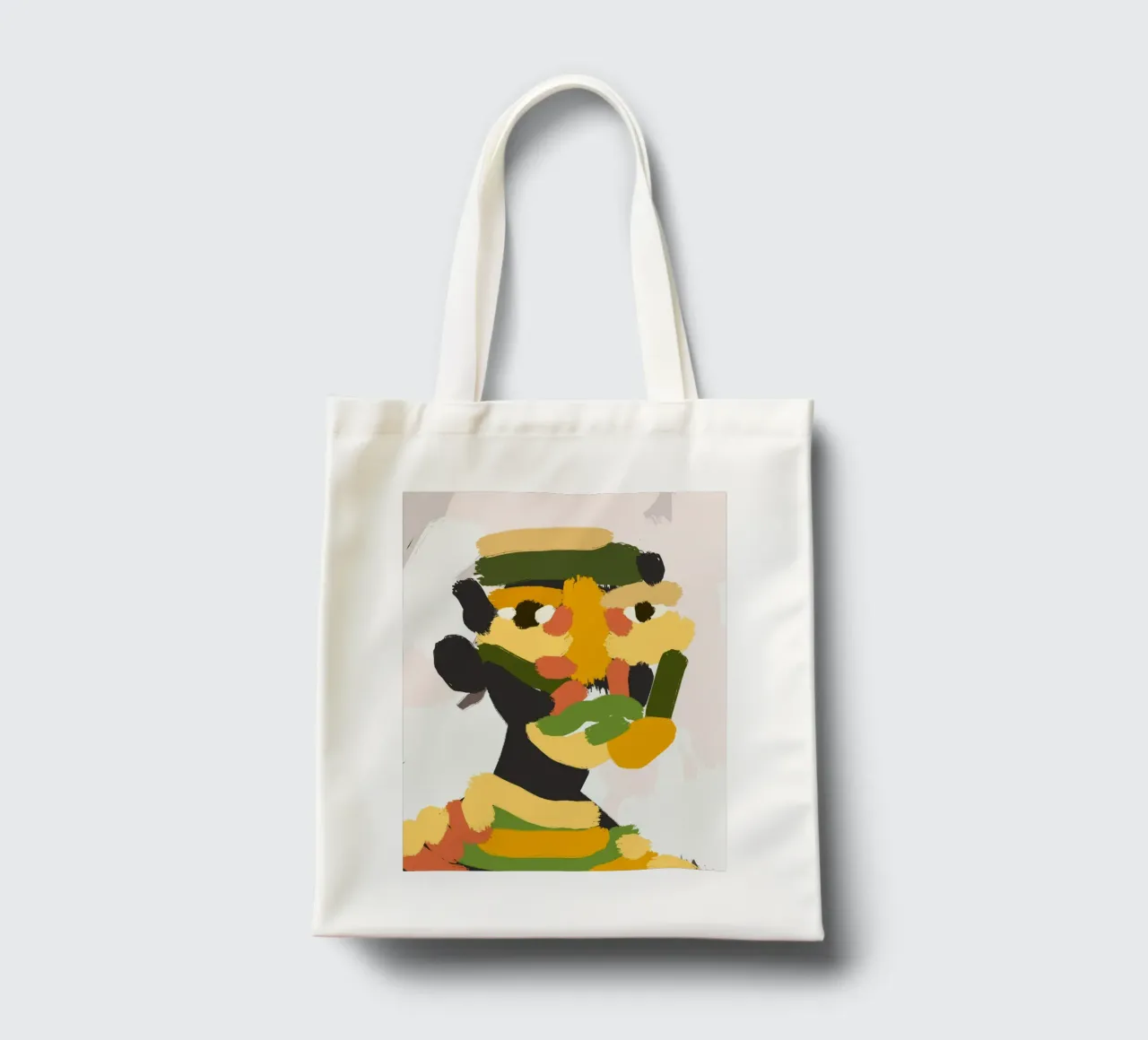 Ritratto a macchie di colore 04 borsa in juta da Little Dean