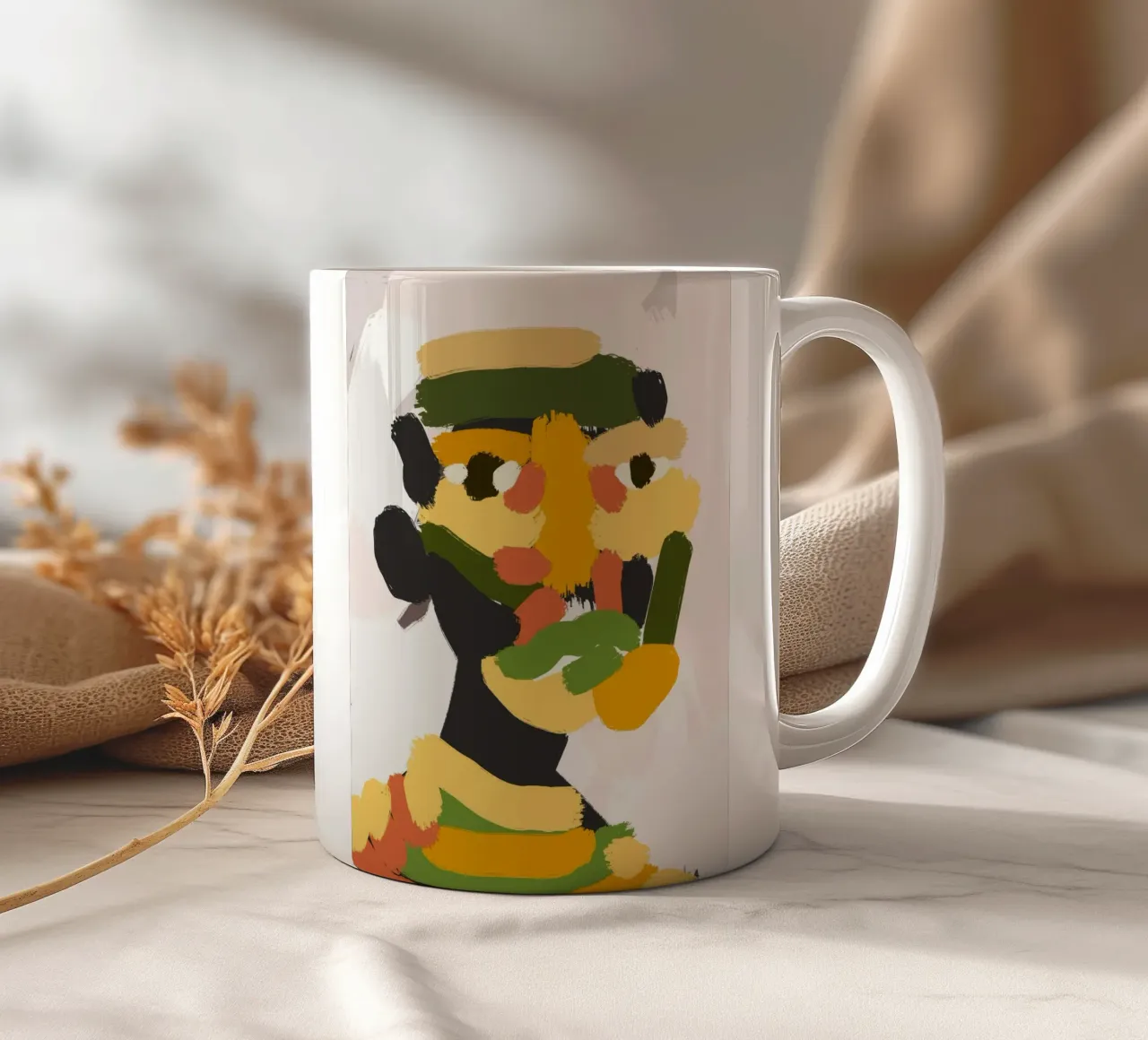 Ritratto a macchie di colore 04 tazza in ceramica da Little Dean