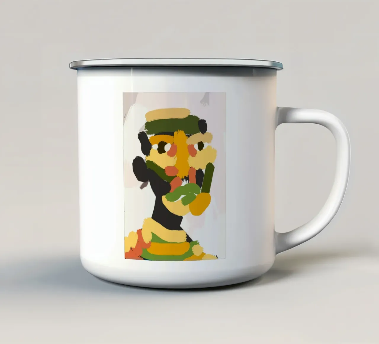 Ritratto a macchie di colore 04 tazza in smalto da Little Dean
