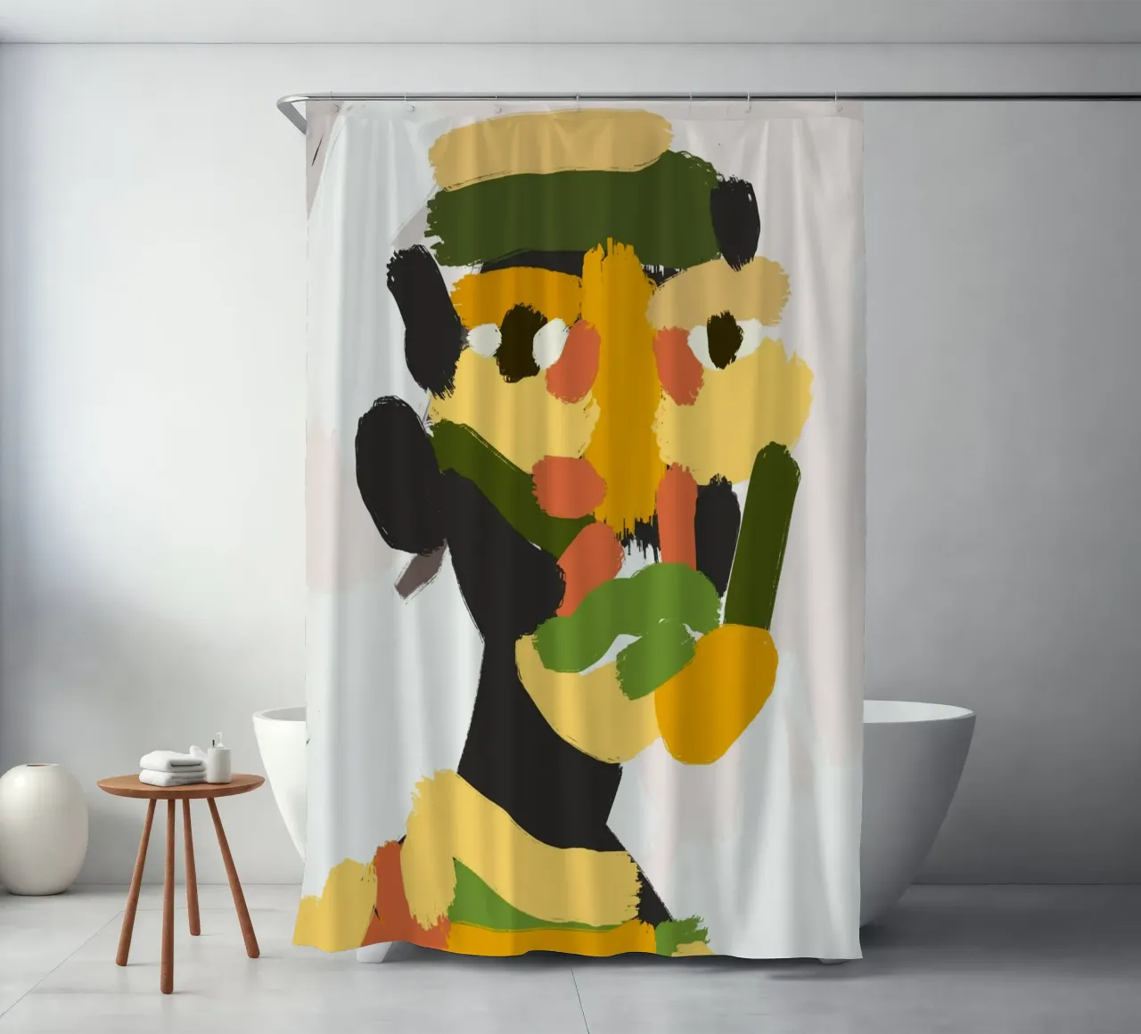 Ritratto a macchie di colore 04 tenda da doccia da Little Dean
