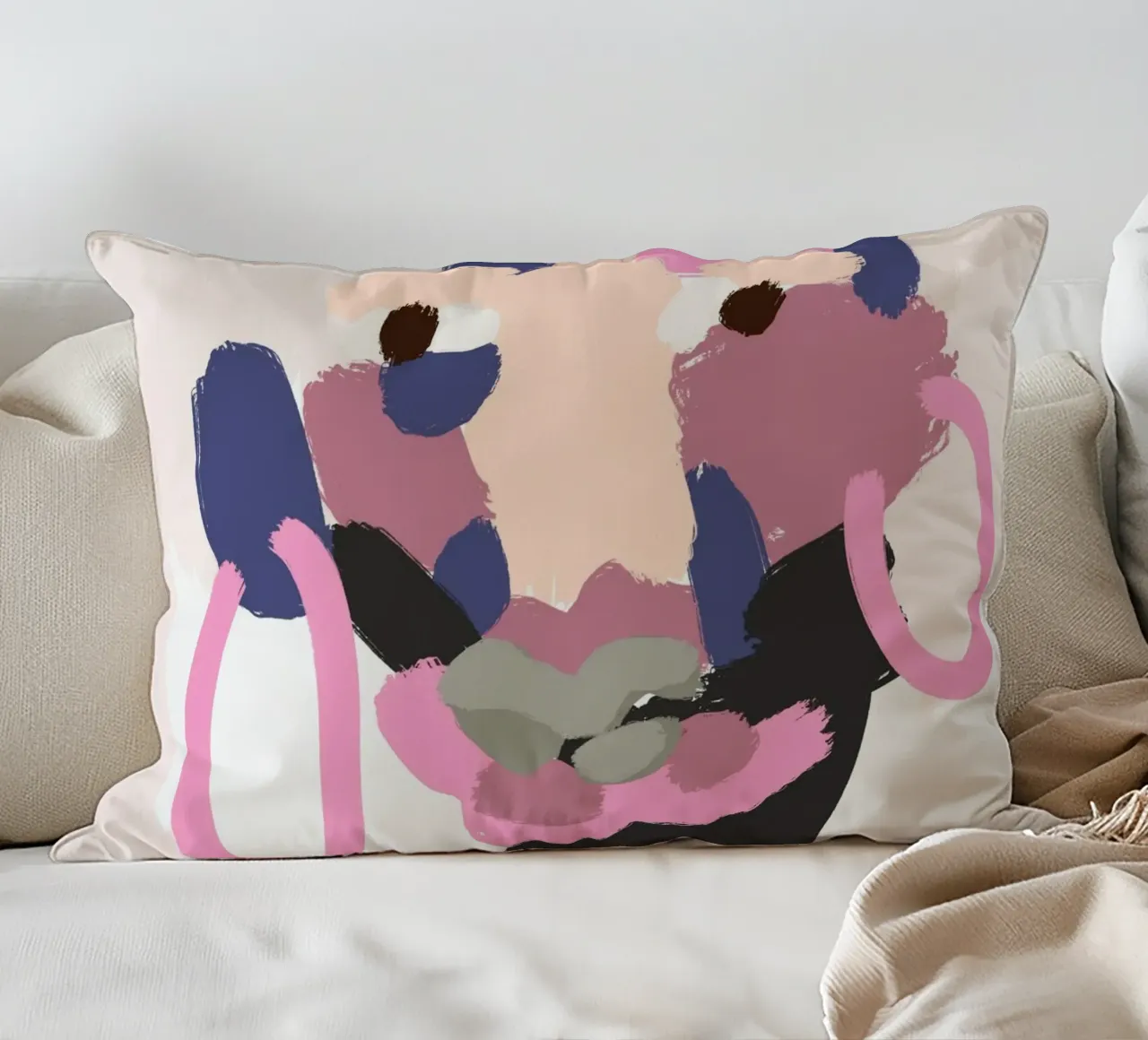 Ritratto a macchie di colore 05 cuscino da Little Dean