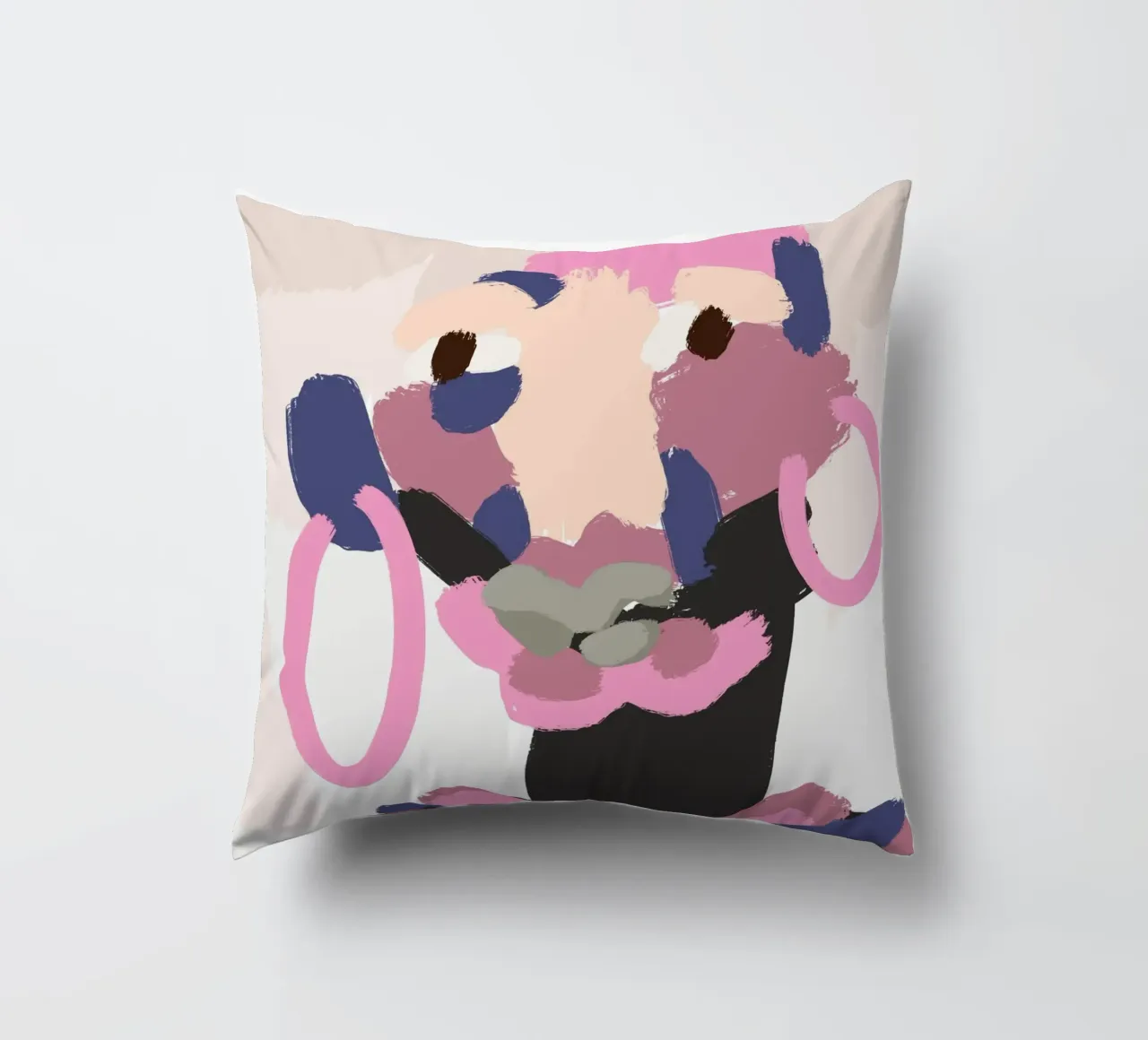 Ritratto a macchie di colore 05 cuscino da Little Dean