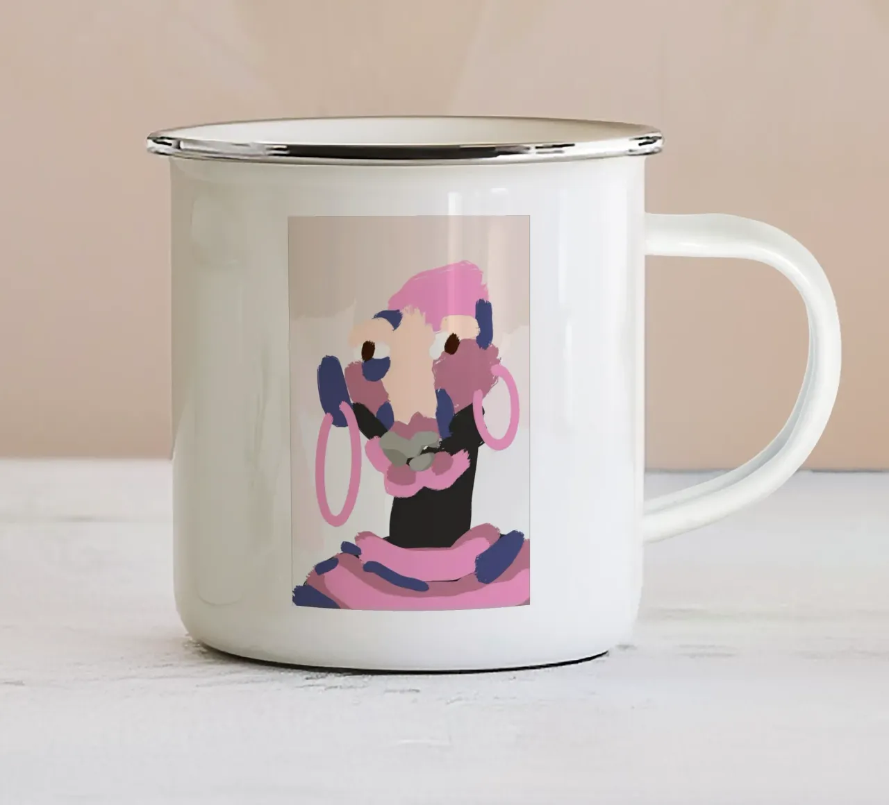 Ritratto a macchie di colore 05 tazza in smalto da Little Dean