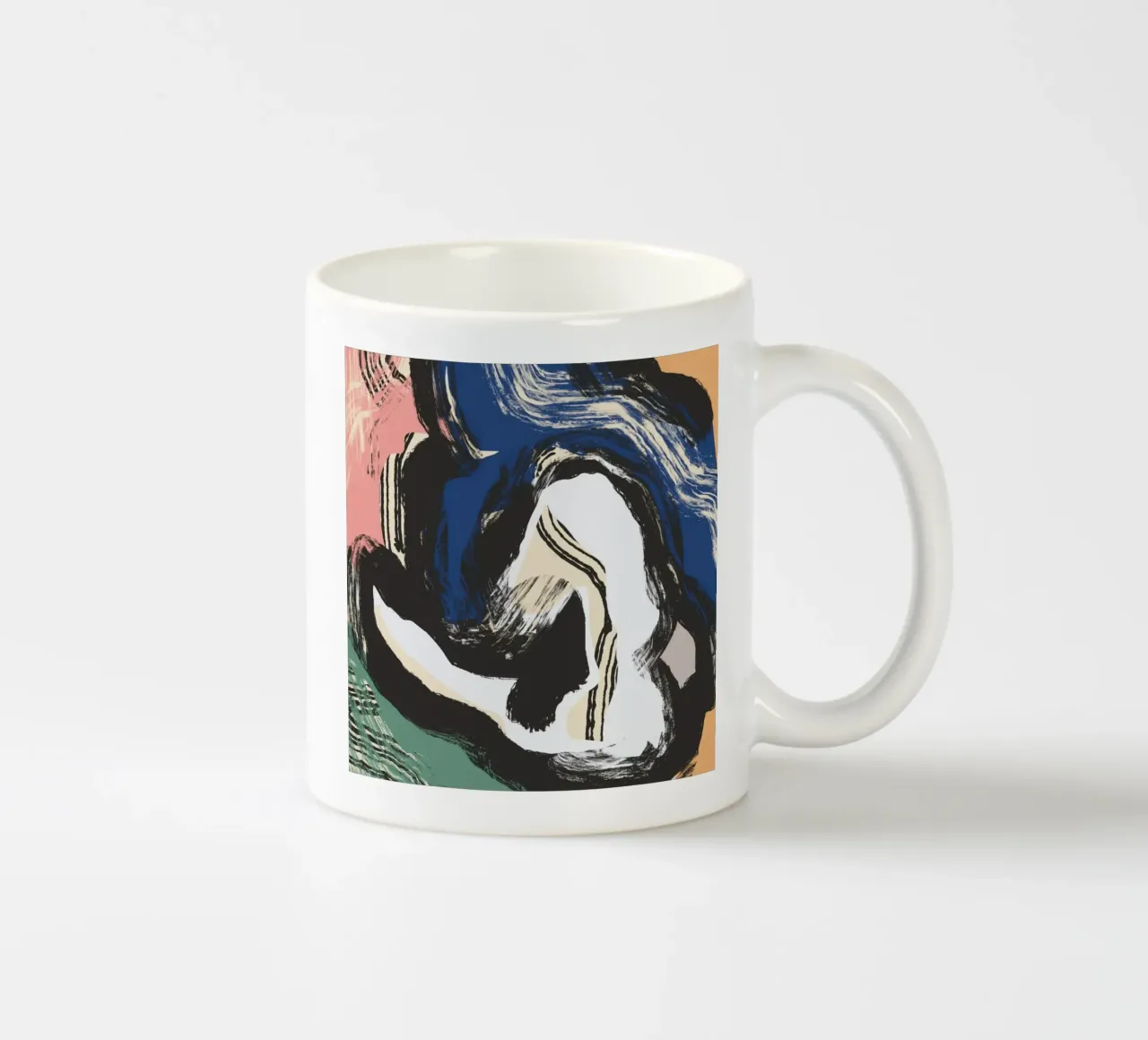 Zittend naakt abstract maximalist keramische mok van Little Dean