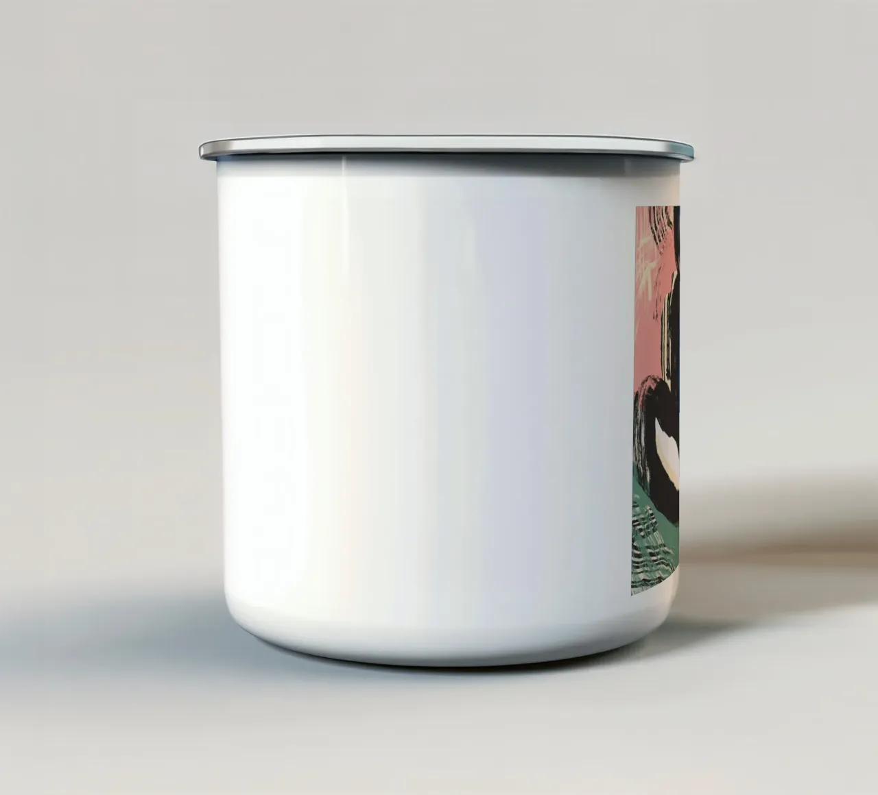 Zittend naakt abstract maximalist emaille mok van Little Dean