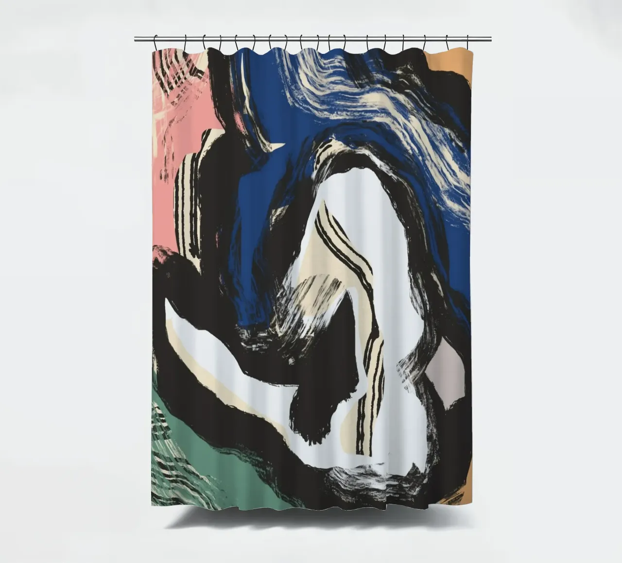 Zittend naakt abstract maximalist douchegordijn van Little Dean