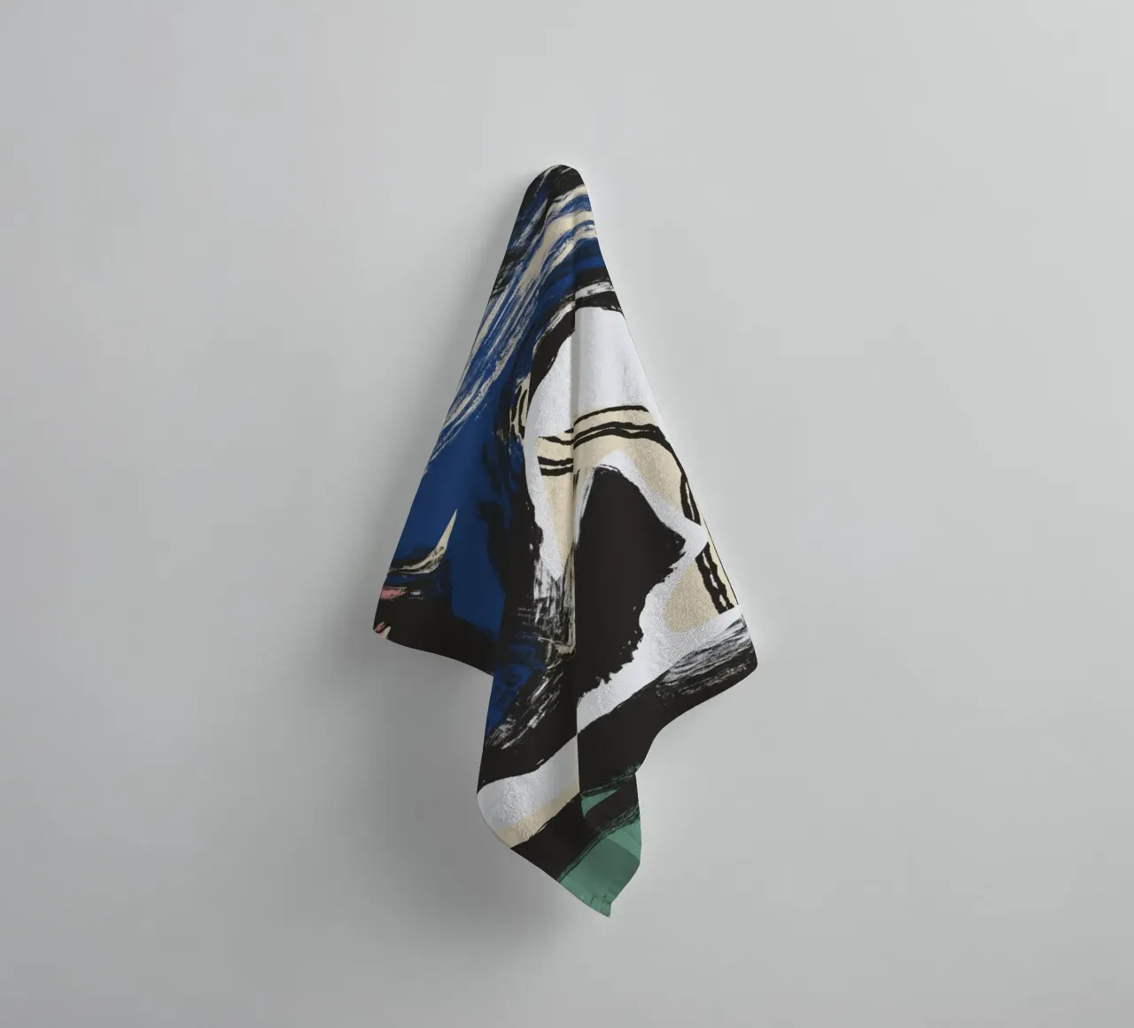 Zittend naakt abstract maximalist badhanddoek van Little Dean