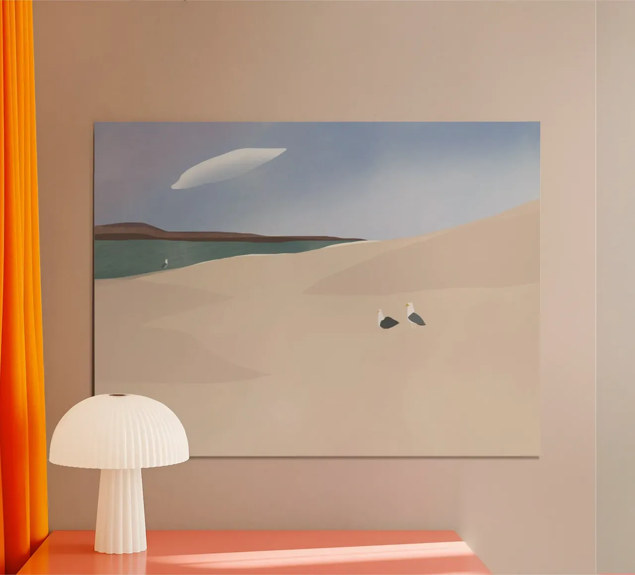Gabbiano e nuvola poster con telaio in alluminio da Little Dean